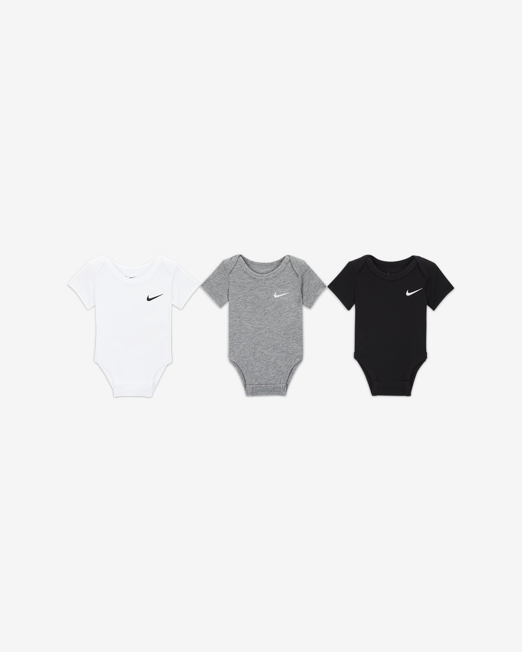 Nike Swoosh Bodysuit für Babys (3–6 M) (3er-Pack) - Schwarz