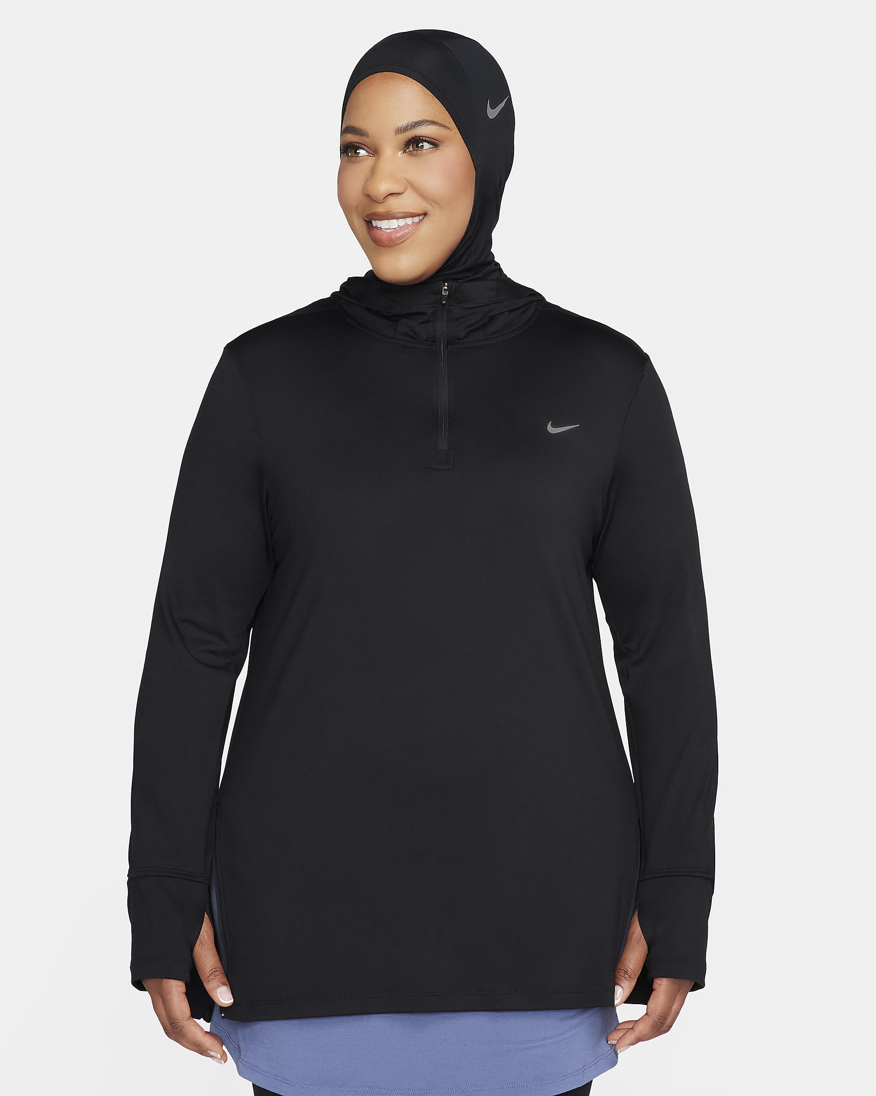 Nike Dri-FIT Swift Element UV Damen-Laufjacke mit Kapuze - Schwarz