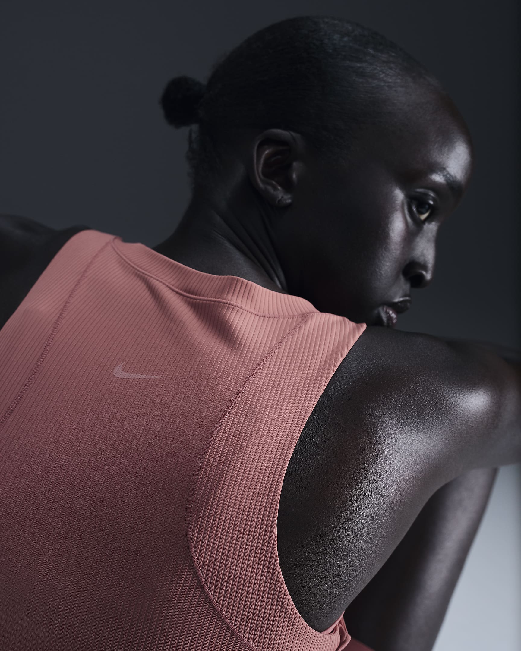 Débardeur Dri-FIT Nike Zenvy Rib pour femme - Canyon Pink/Blanc