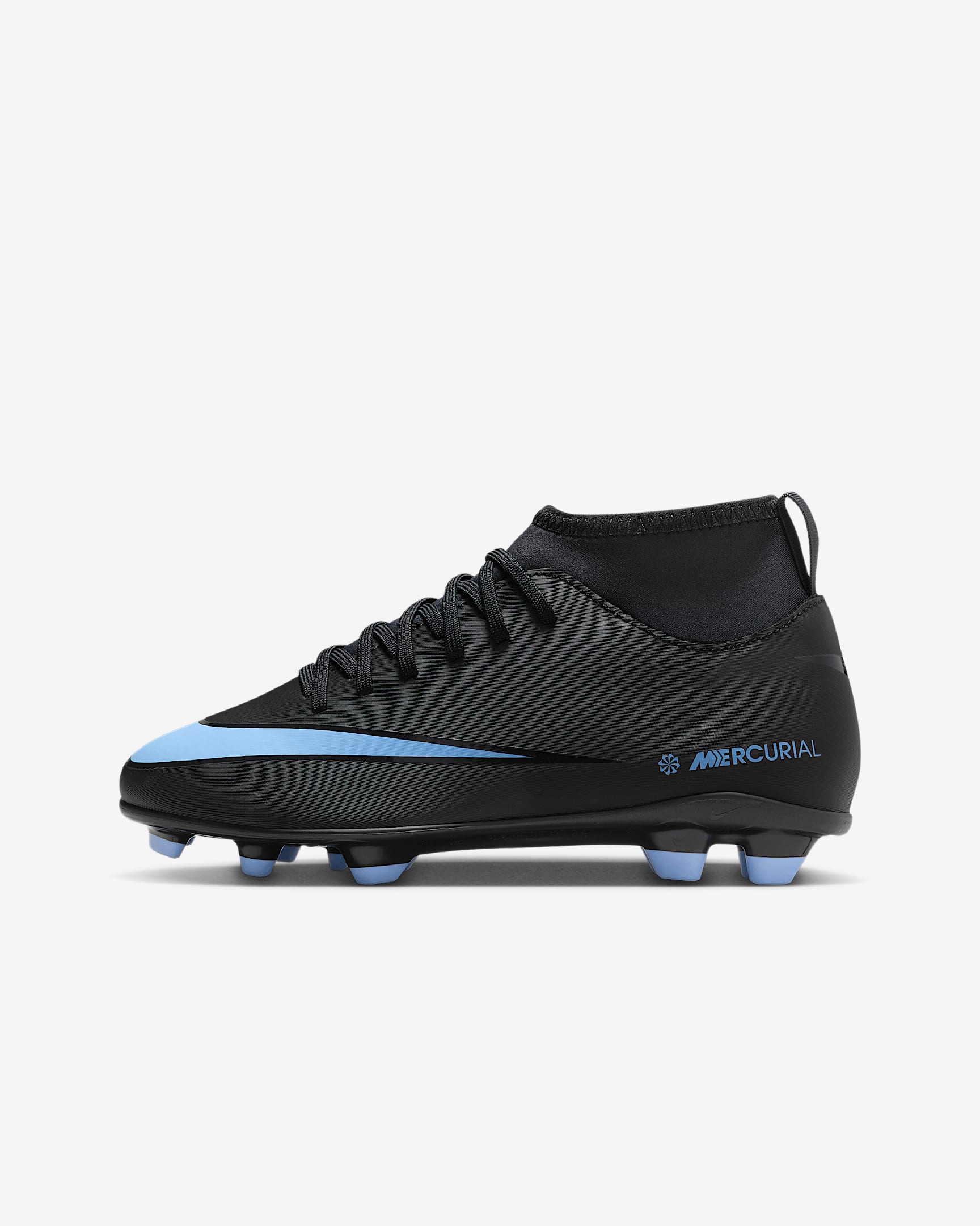 Nike Jr. Mercurial Superfly 10 Club Younger/Older Kids' Multi-Ground High-Top Football Boot - Black/Ice Blue