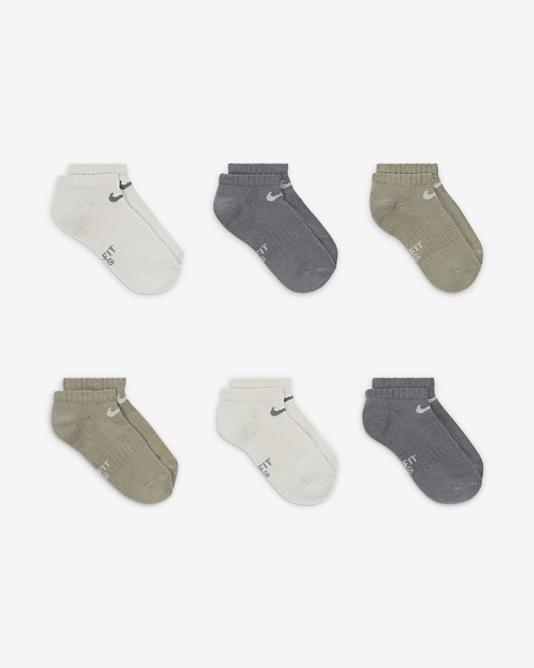 Nike Dri-FIT Performance Basics Little Kids' Low-Cut Socks (6 Pairs) - Light Bone