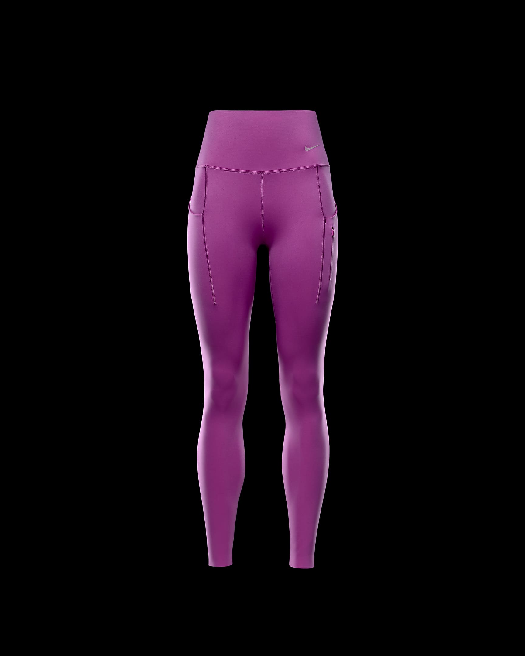 Nike Go Leggings de longitud completa, talle alto y sujeción firme con bolsillos - Mujer - Hot Fuchsia/Negro