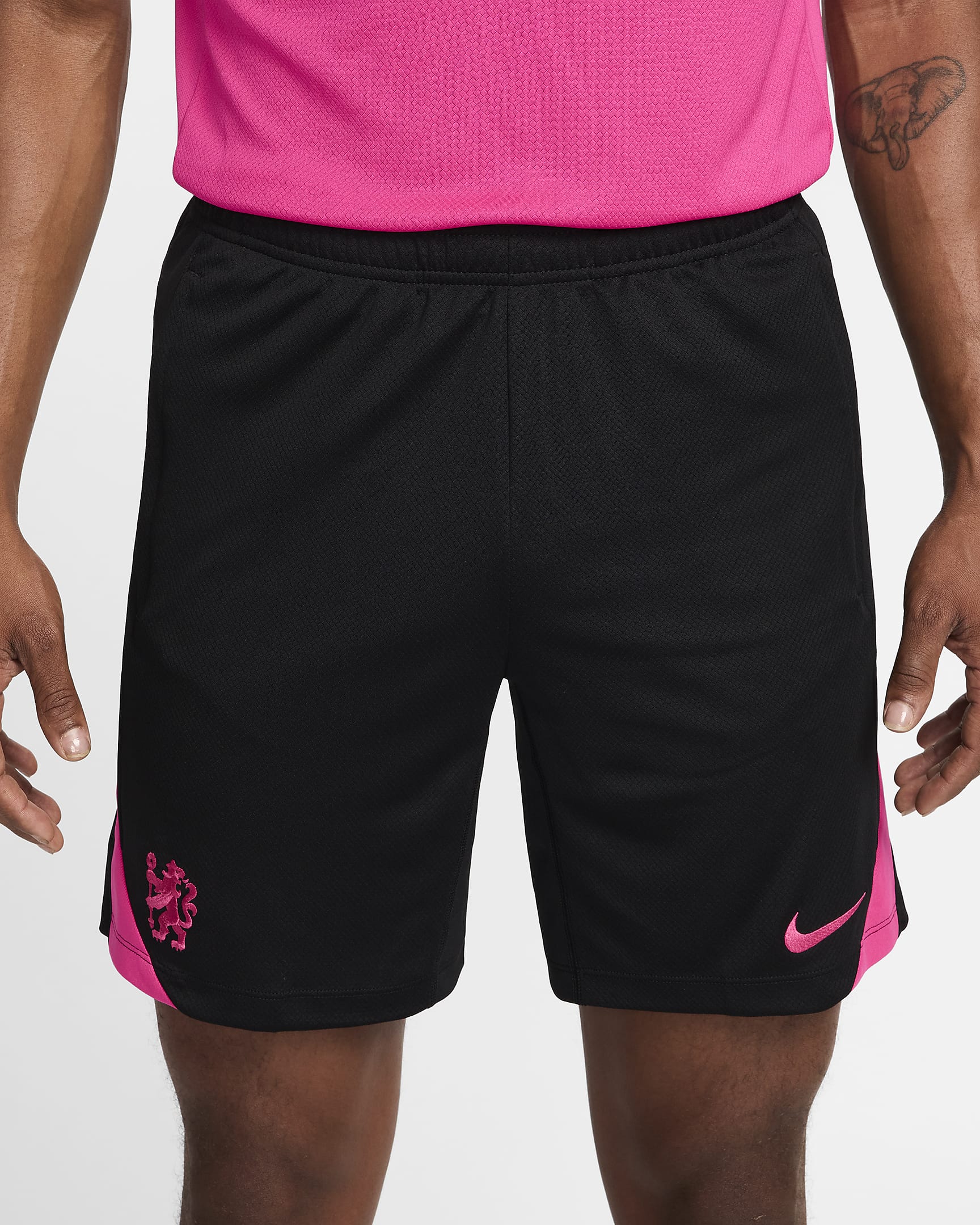 Chelsea FC Strike (tredjedrakt) Nike Dri-FIT strikket fotballshorts til herre  - Svart/Pink Prime/Pink Prime