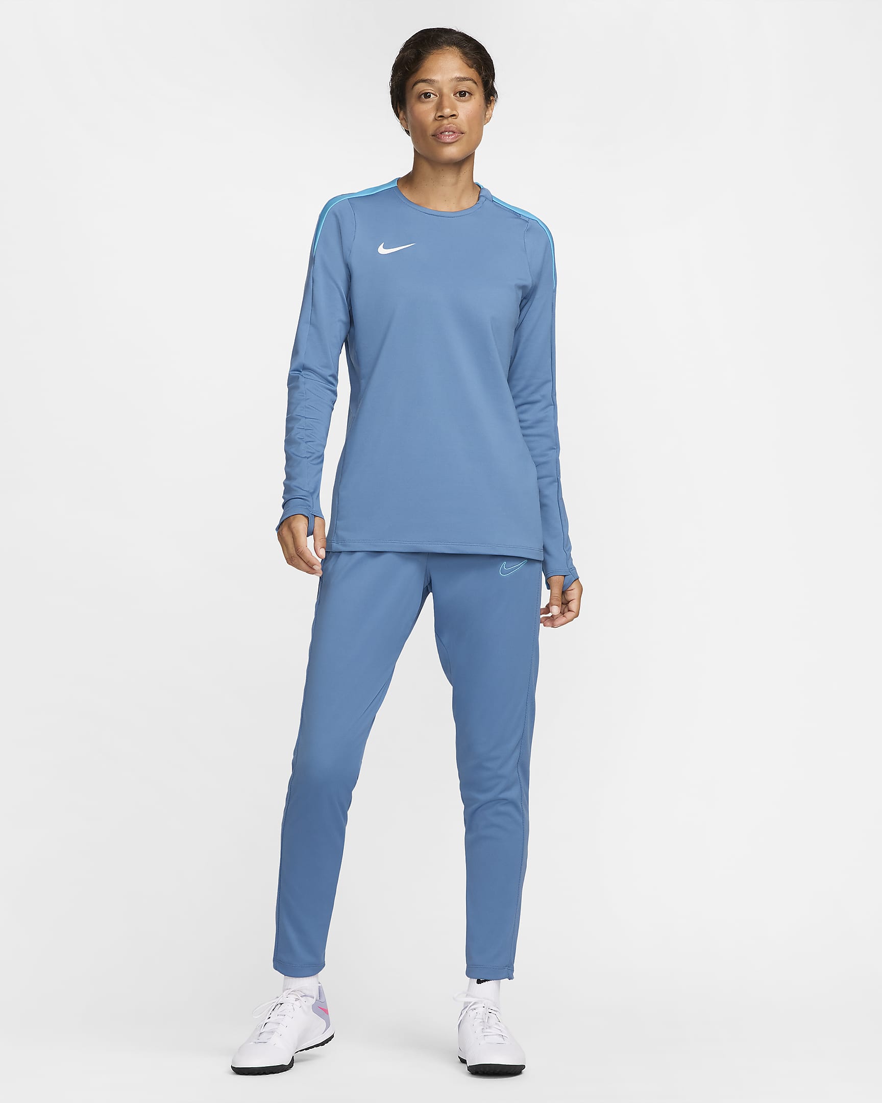 Nike Strike Dri-FIT-Fußballoberteil mit Rundhalsausschnitt für Damen - Aegean Storm/Baltic Blue/Weiß