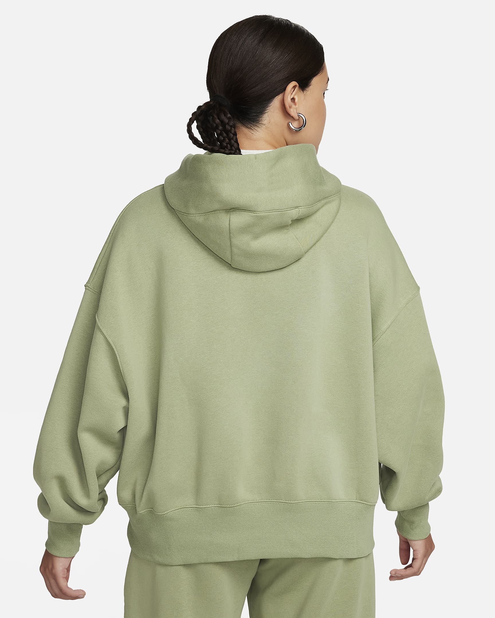 Sudadera con gorro sin cierre de tejido Fleece over-oversized para mujer Nike Sportswear Phoenix - Verde aceite/Negro