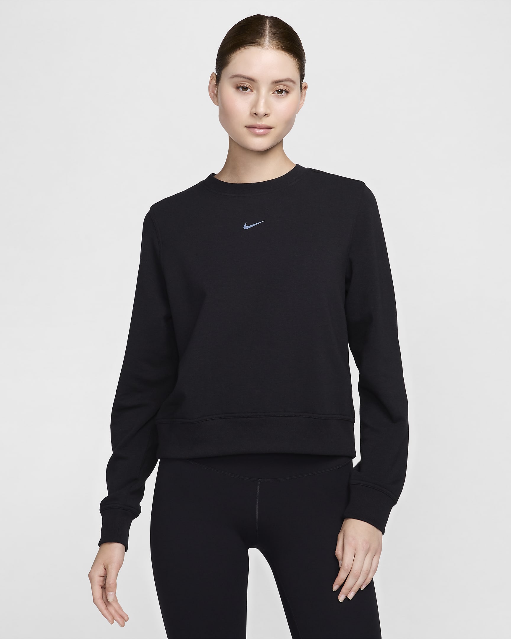 Nike Dri-FIT One Women's Crew-Neck French Terry Sweatshirt - Black/White