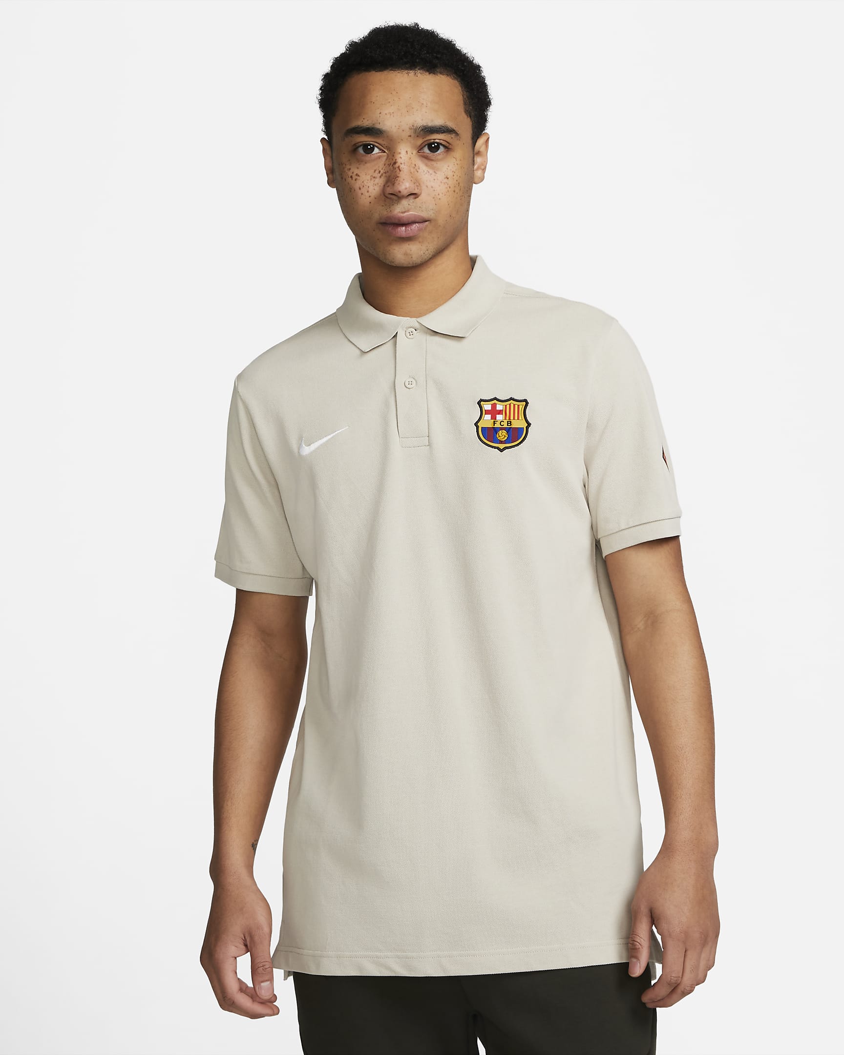 FC Barcelona Men's Nike Soccer Polo - String/Deep Royal Blue/White