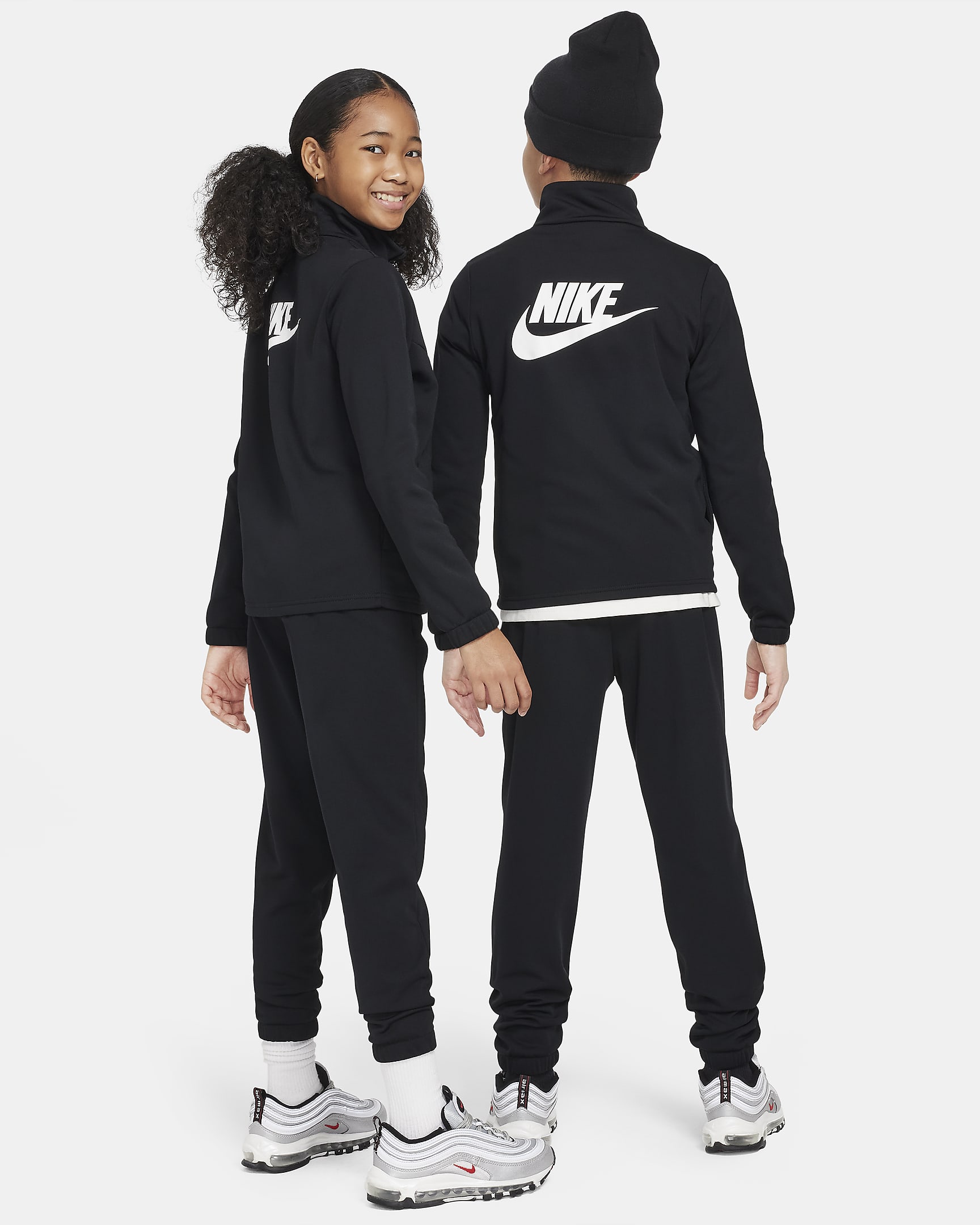 Conjunto de entrenamiento para niños talla grande Nike Sportswear - Negro/Negro/Blanco