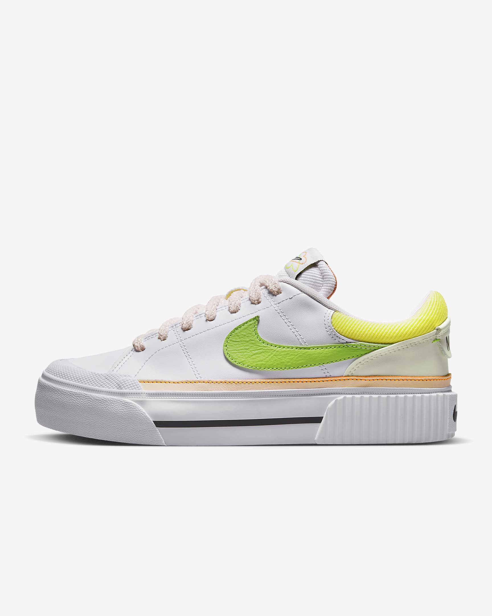 Calzado para mujer Nike Court Legacy Lift - Blanco/Rosa perla/Amarillo opti/Verde acción