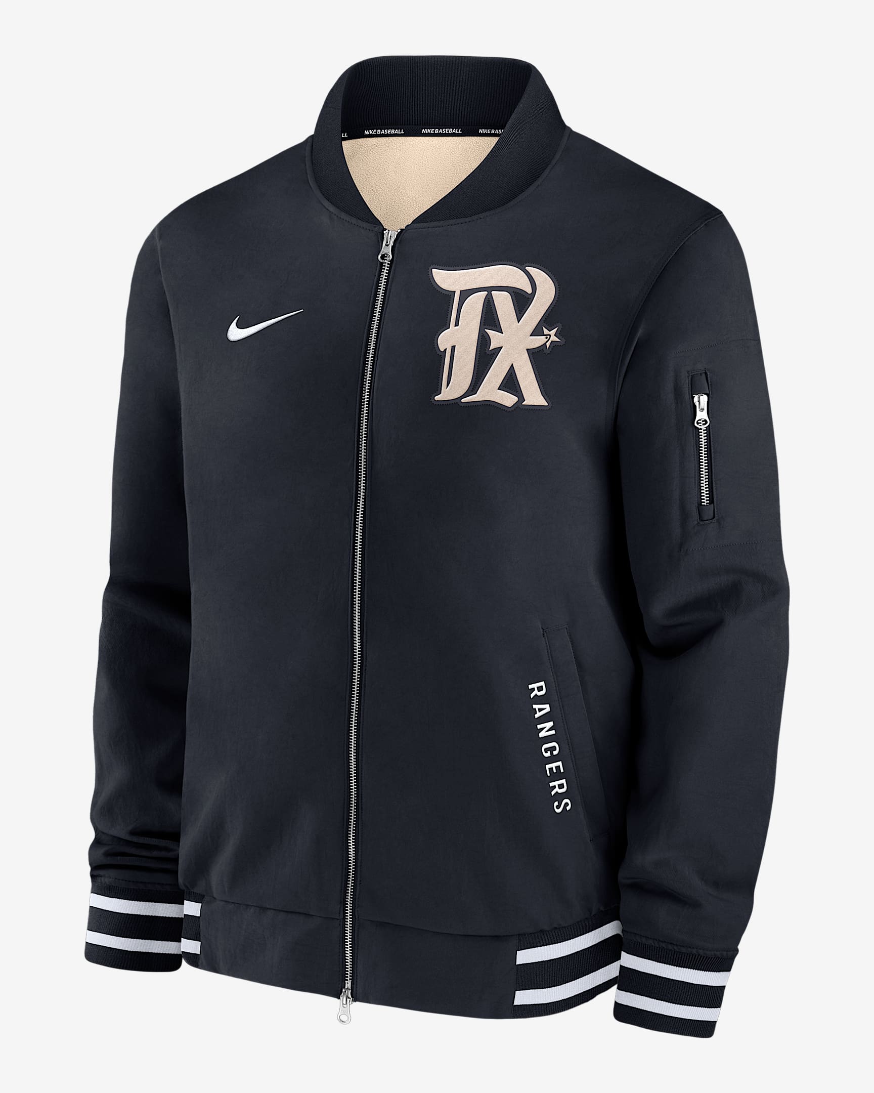 Texas Rangers Authentic Collection City Connect Men's Nike MLB Full-Zip Bomber Jacket - Navy