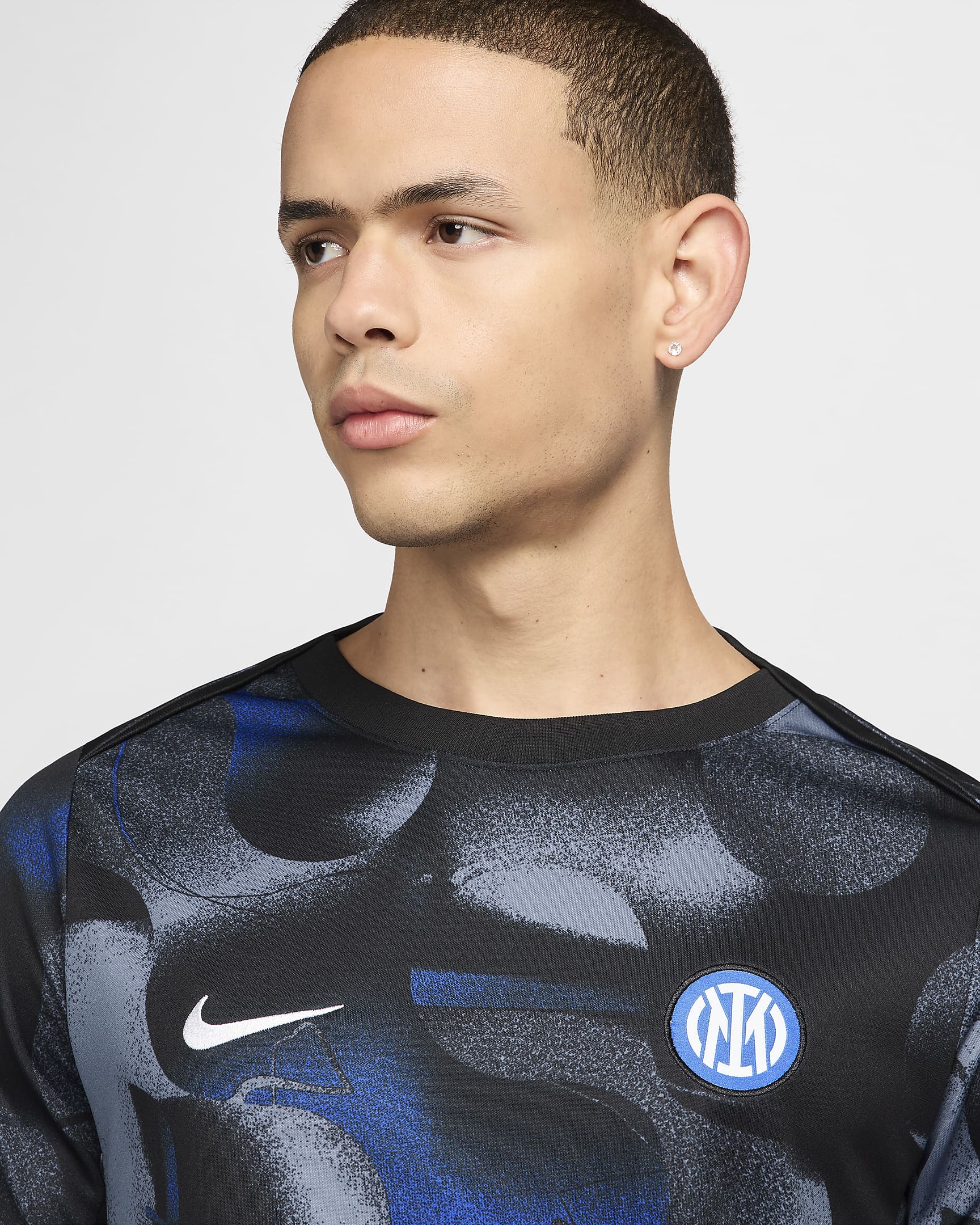 Haut de foot d'avant-match à manches courtes Nike Dri-FIT Inter Milan Academy Pro pour homme - Noir/Noir/Diffused Blue/Blanc