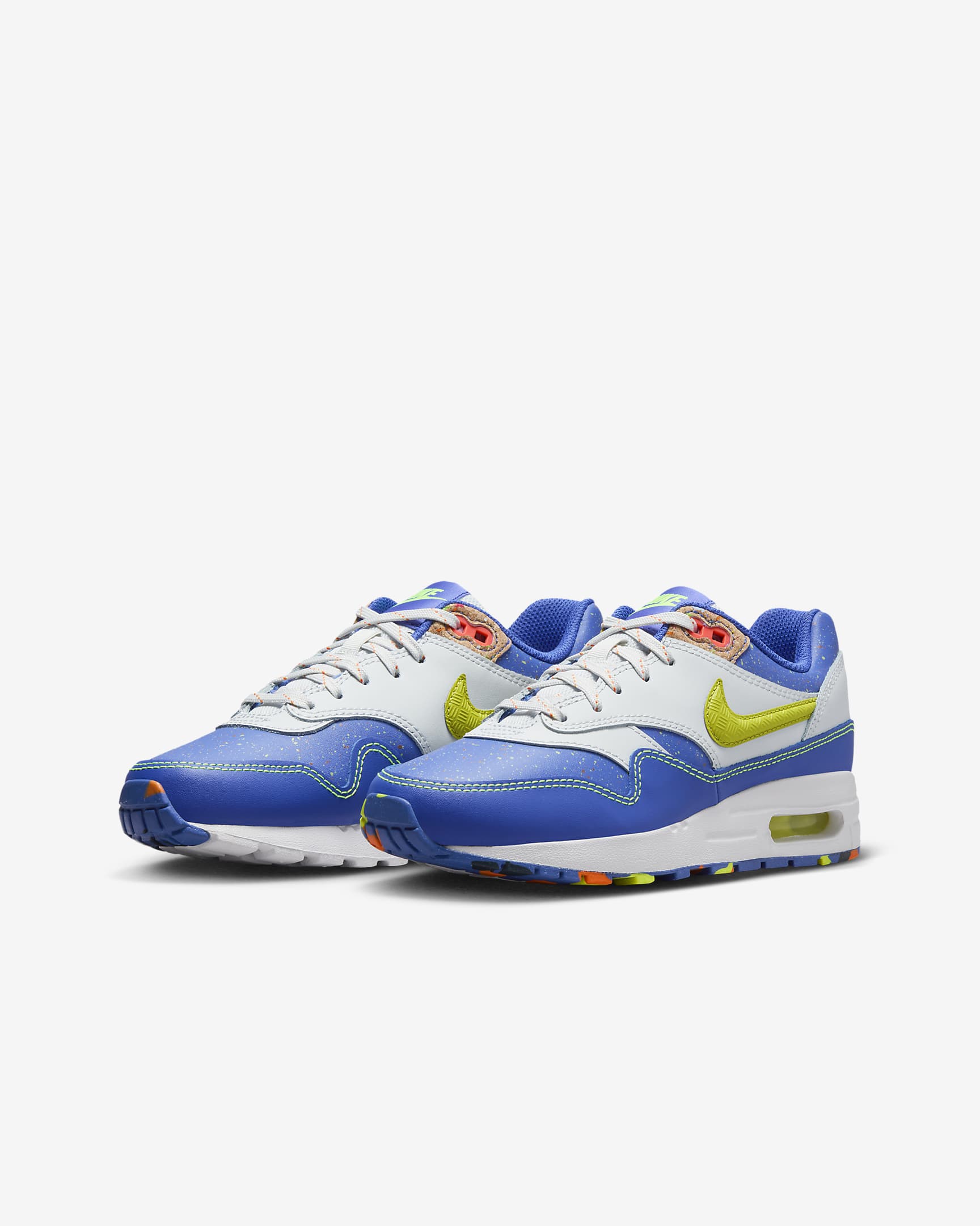 Tenis para niños grandes Nike Air Max 1 - Azul astronómico/Polvo fotón/Naranja total/Volt