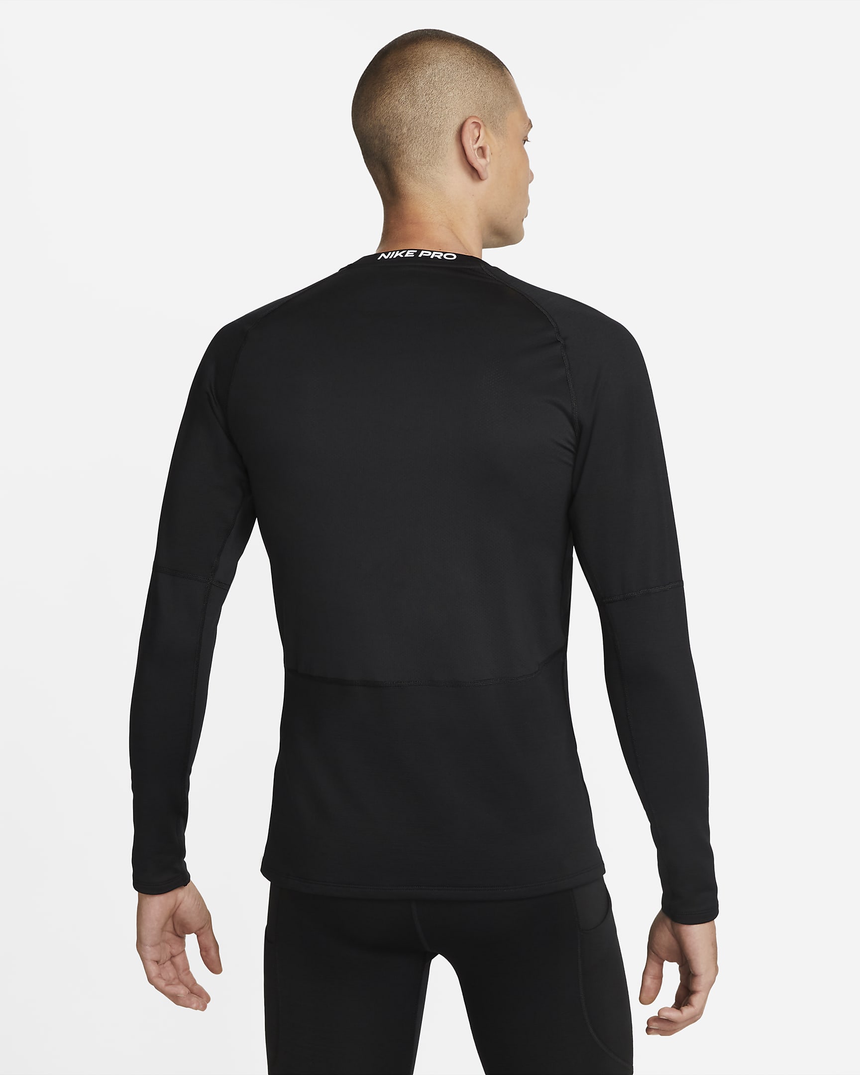 Nike Pro Warm Longsleeve für Herren - Schwarz/Weiß