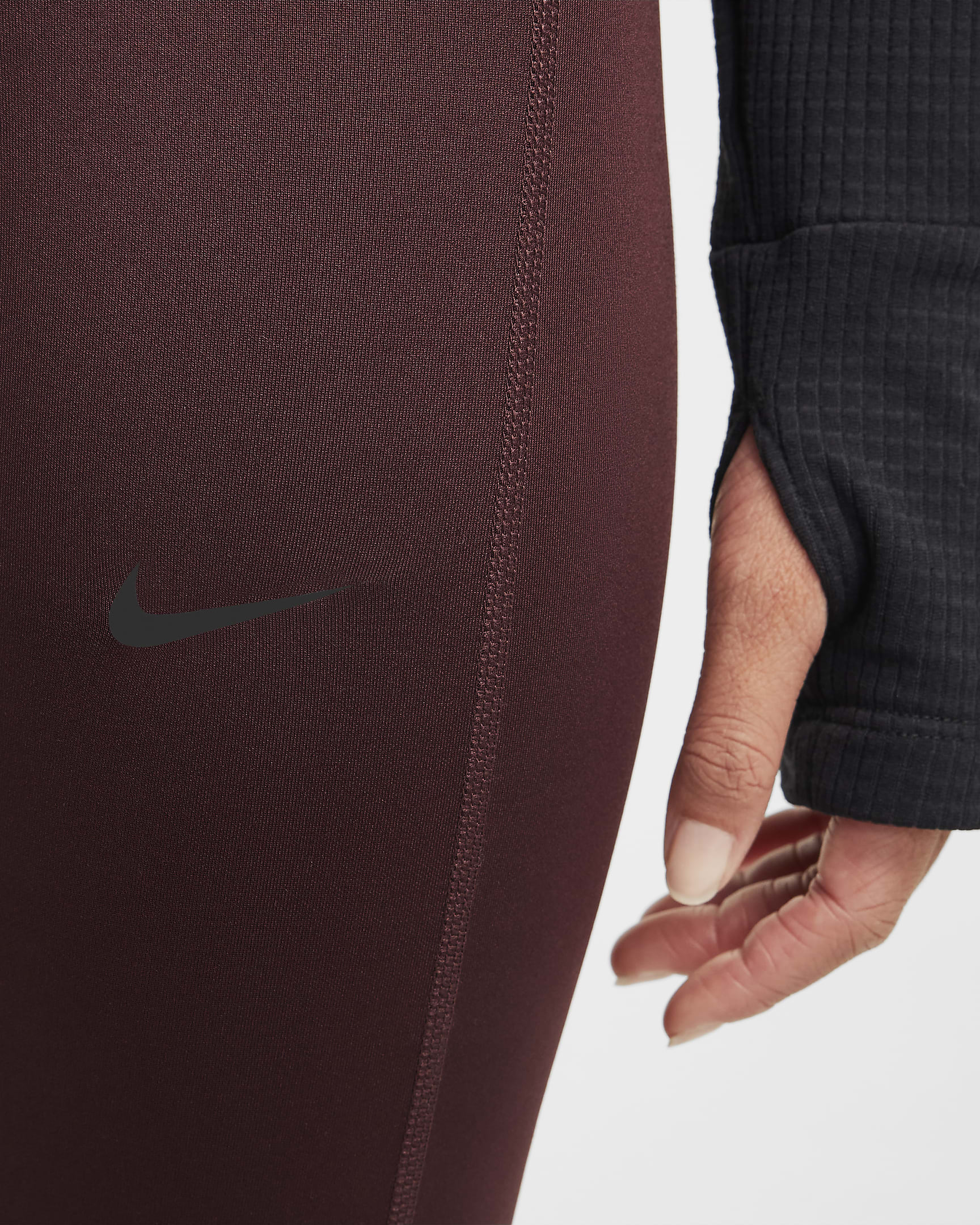 Nike Pro Leak Protection: Period Dri-FIT leggings til jente - Burgundy Crush/Svart