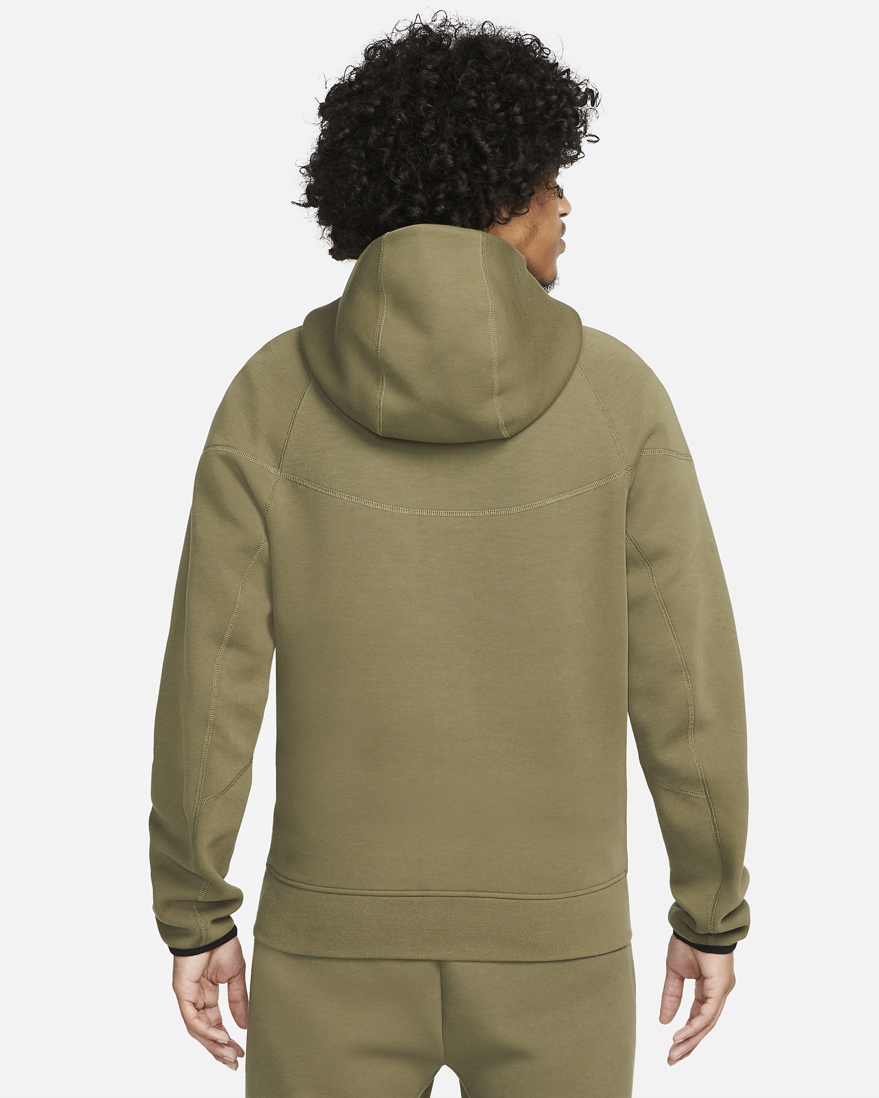 Nike Sportswear Tech Fleece Windrunner hettejakke til herre - Medium Olive/Svart