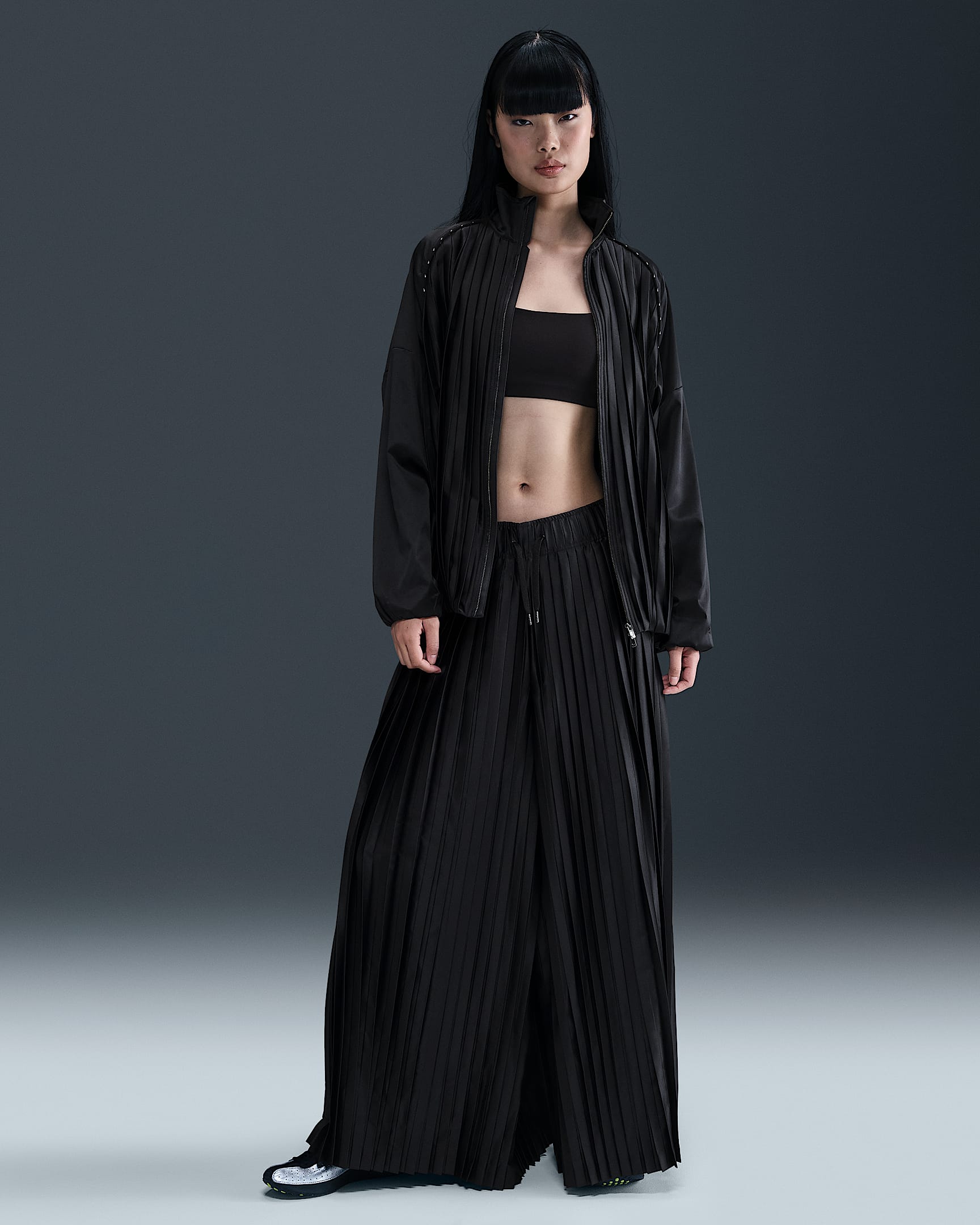 Nike Sportswear Collection Women's Mid-Rise Pleated Track Pants - Black/Sail/Off Noir