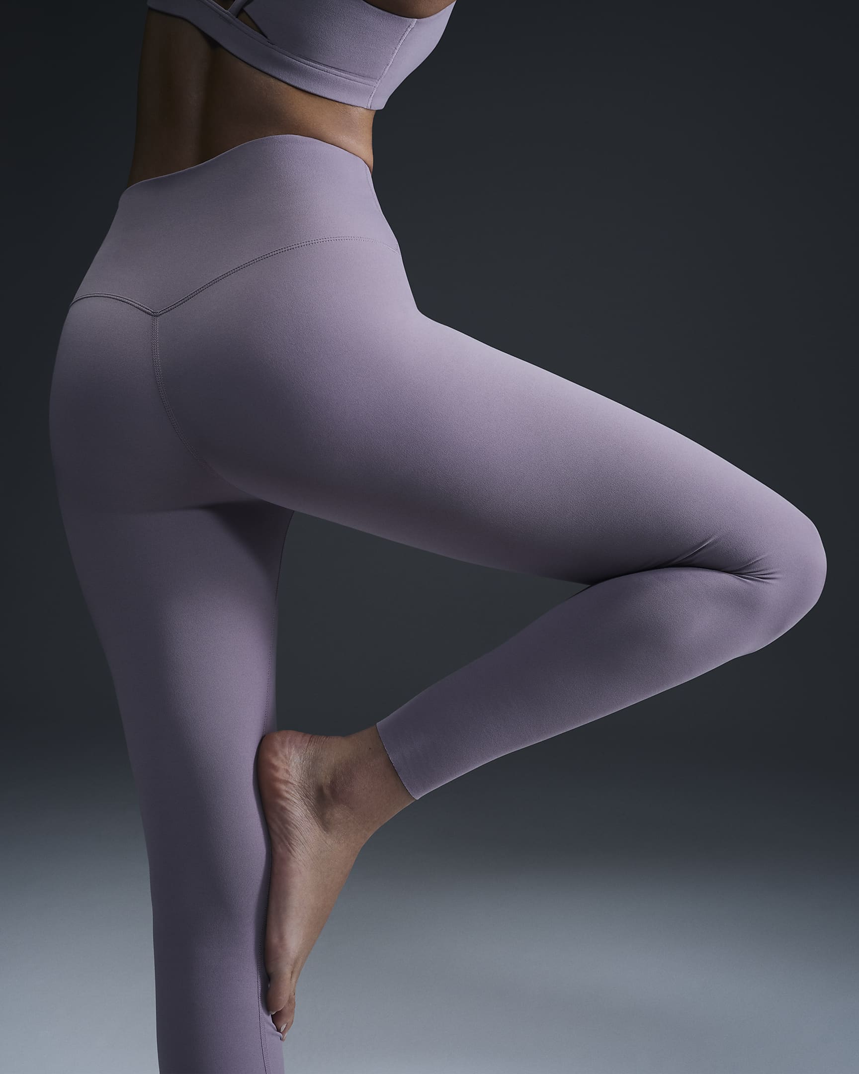 Nike Zenvy Leggings de talle alto, sujeción ligera y longitud completa - Mujer - Light Violet Ore/Negro