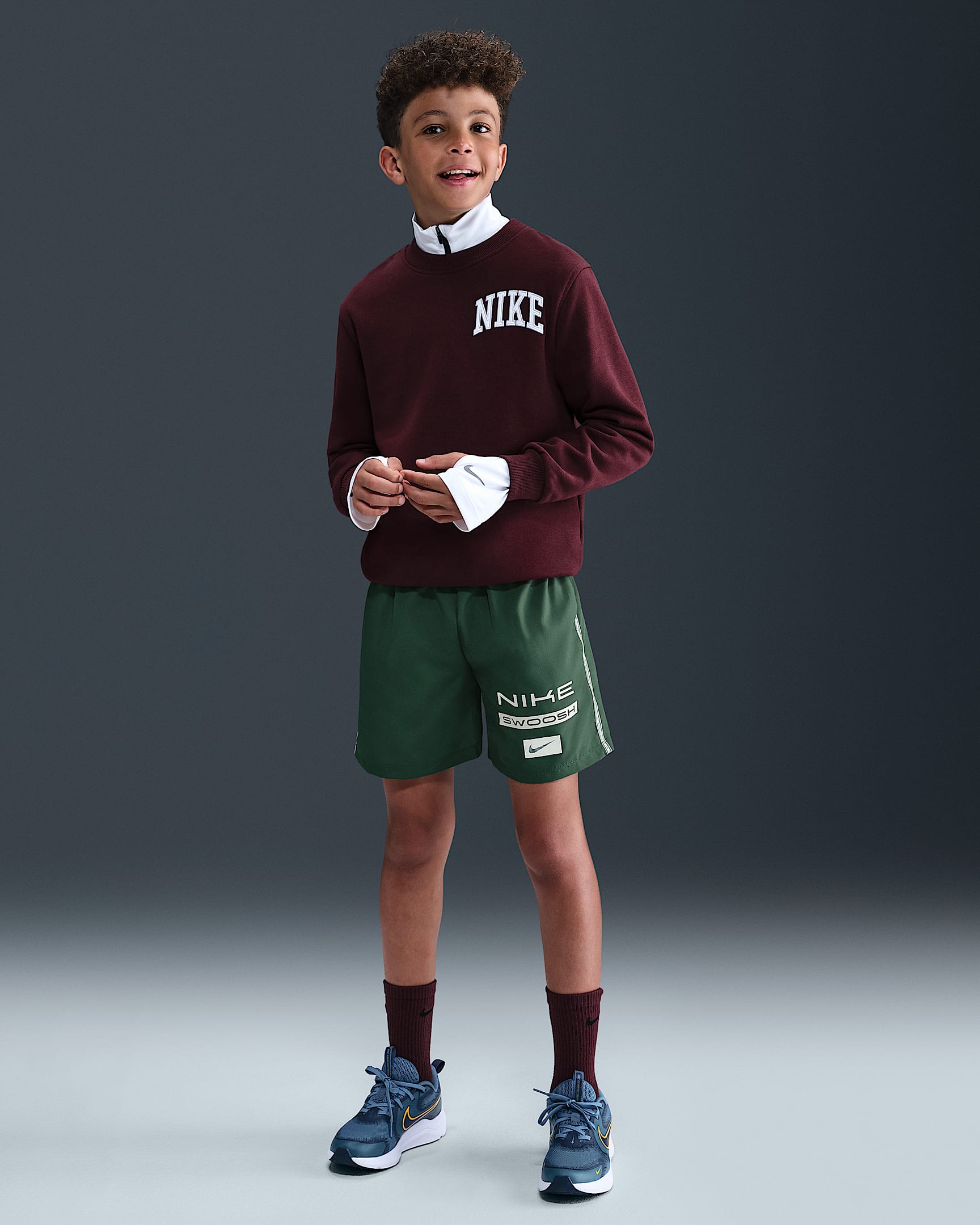Nike Multi Big Kids' (Boys') Dri-FIT Woven Shorts - Fir/Light Orewood Brown