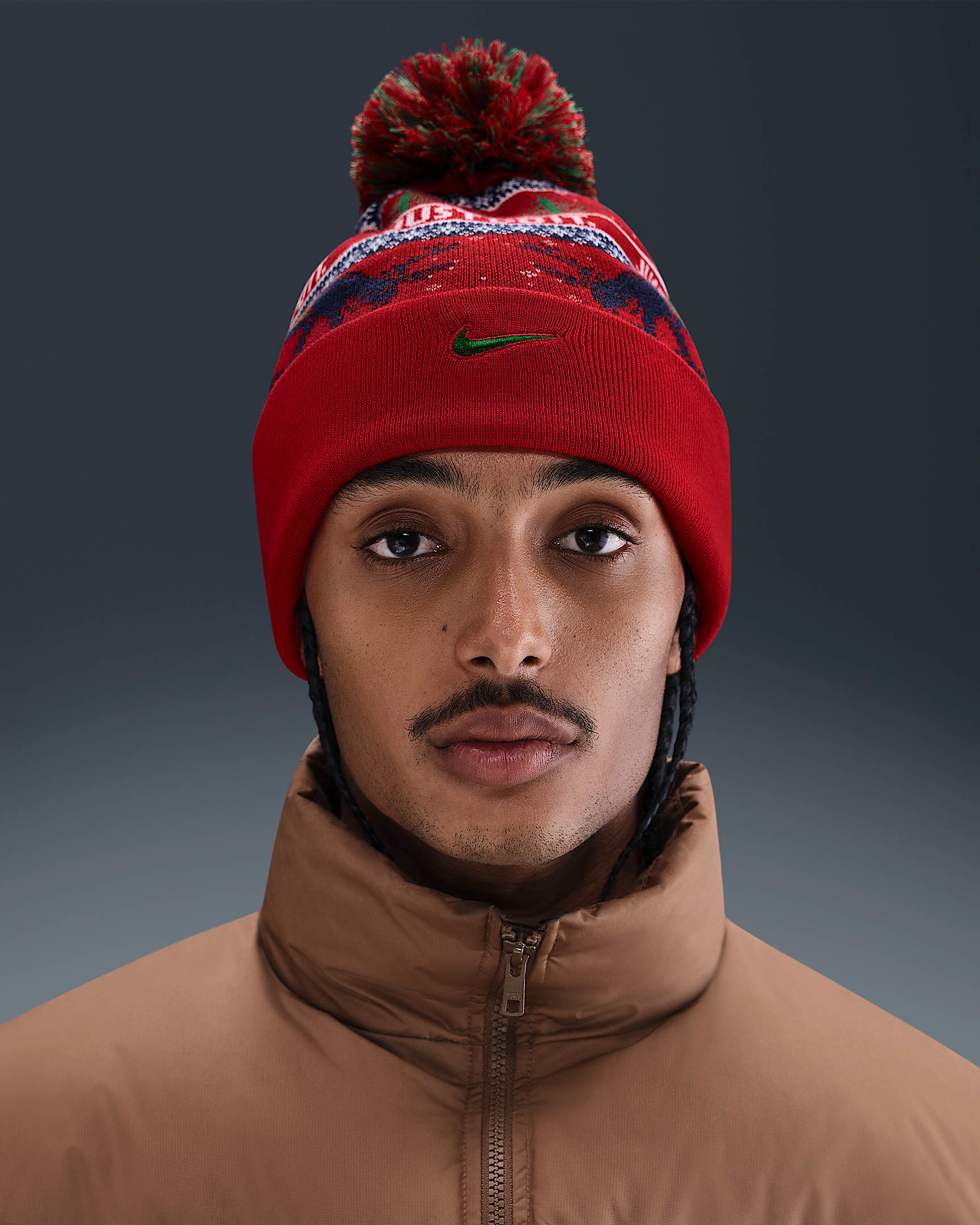 Nike Peak Winter Wonderland Beanie - University Red/Midnight Navy/Pine Green/Pine Green