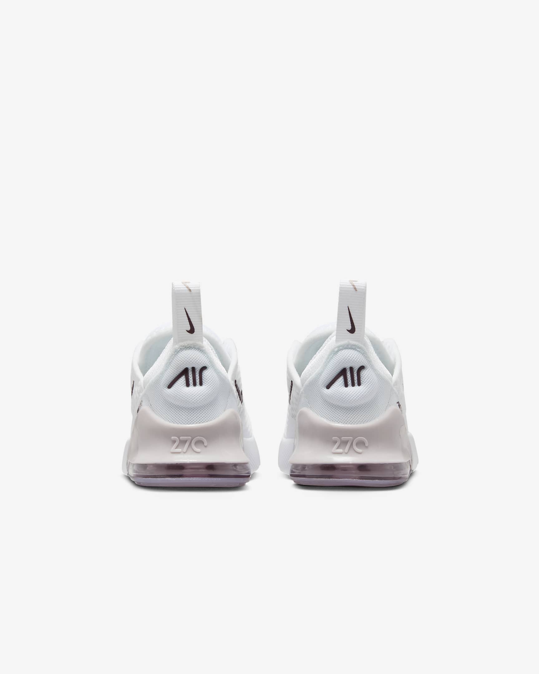 Tenis para bebé e infantil Nike Air Max 270 - Blanco/Violeta platino/Burdeos enérgico