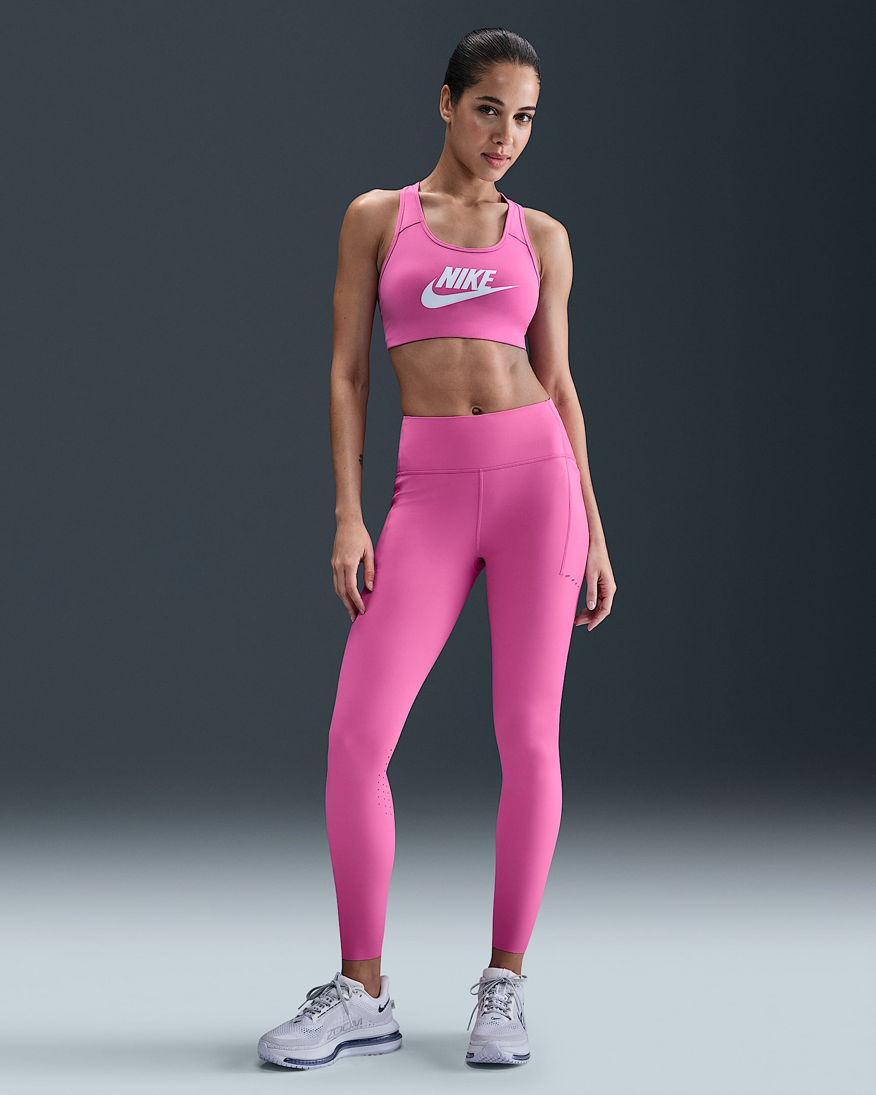 Nike Swift Women's High-Waisted 7/8 Running Leggings with Pockets - Playful Pink