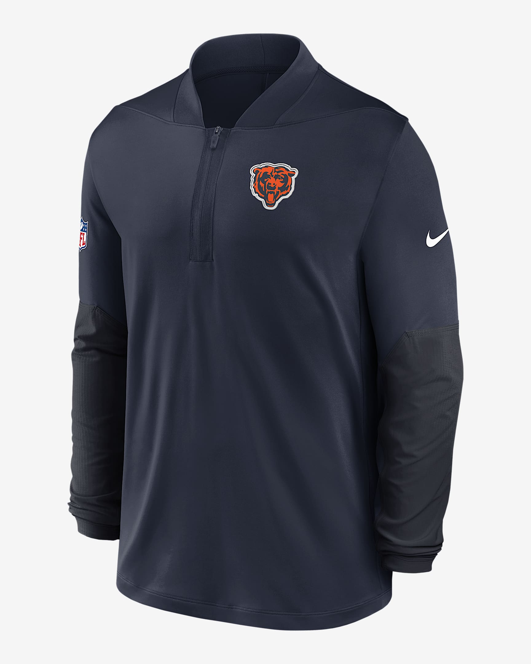 Chicago Bears Feel The Pressure Men's Nike Dri-FIT NFL 1/2-Zip Top - Navy
