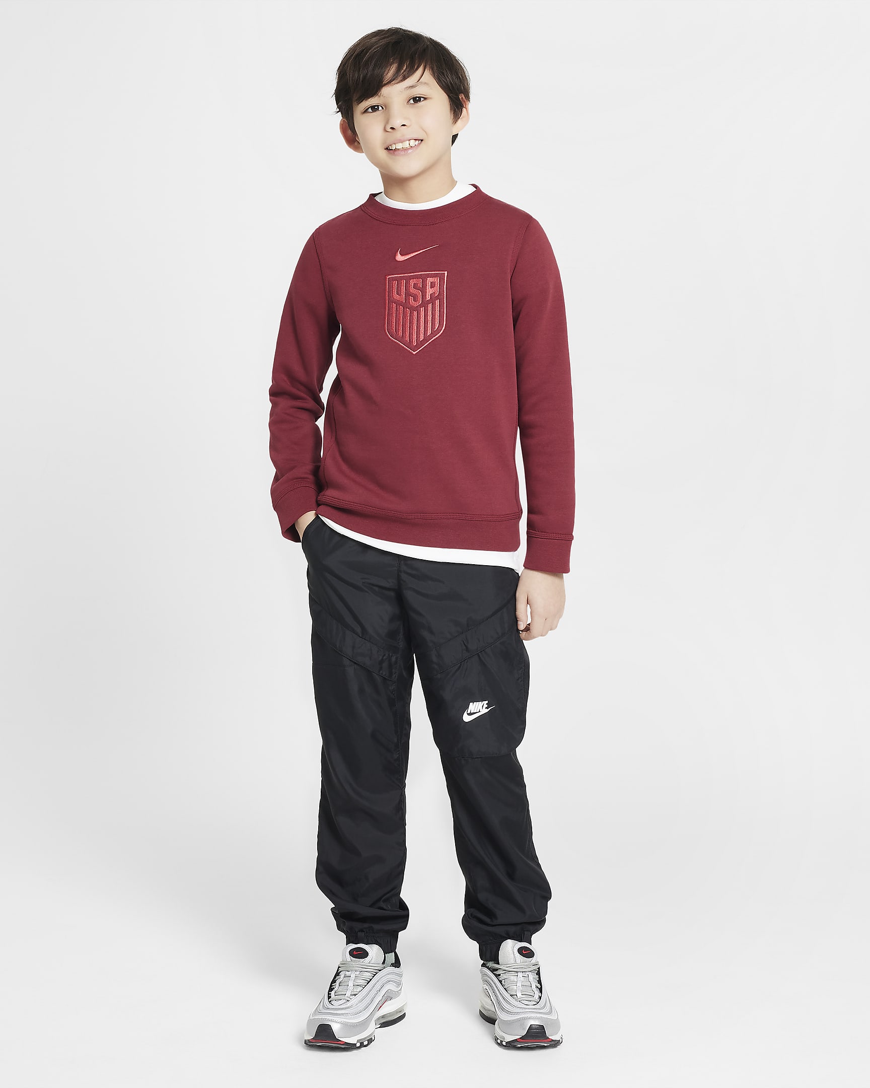 Sudadera de cuello redondo de fútbol Nike para niño talla grande de la ...