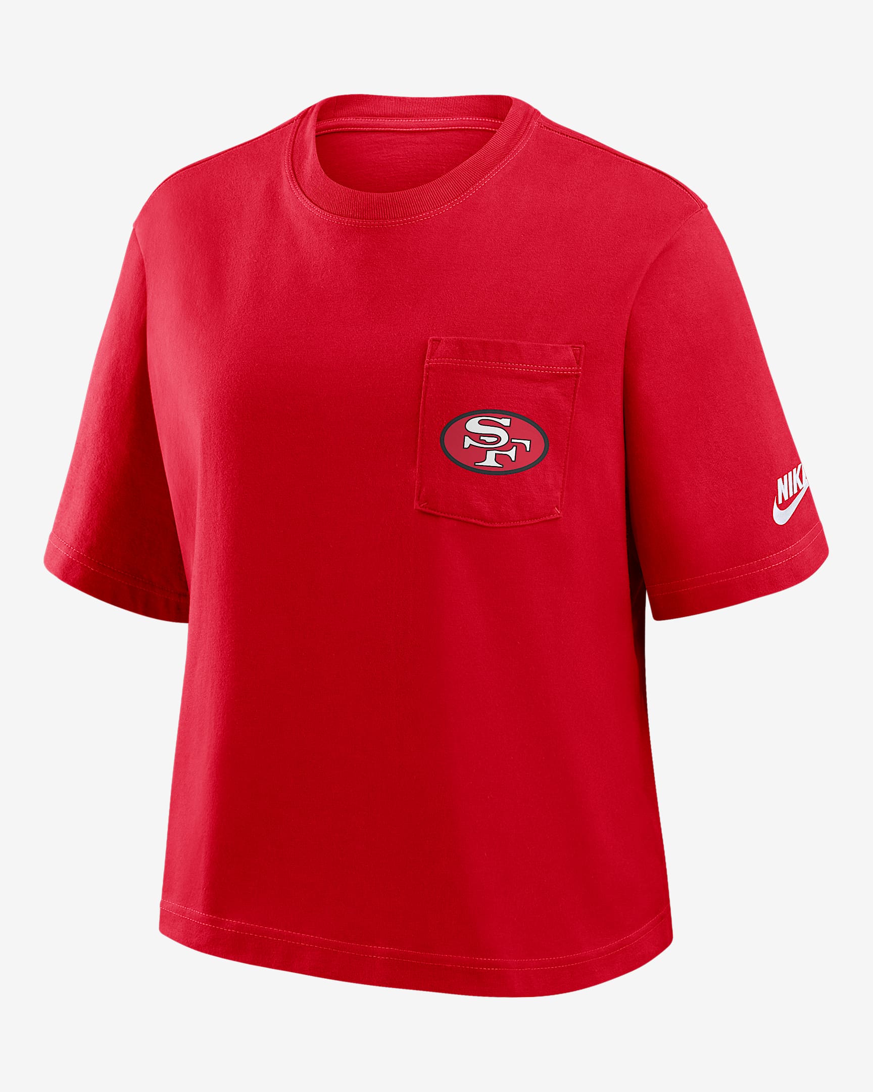 San Francisco 49ers Rewind Pocket Boxy Women's Nike NFL T-Shirt - Scarlet