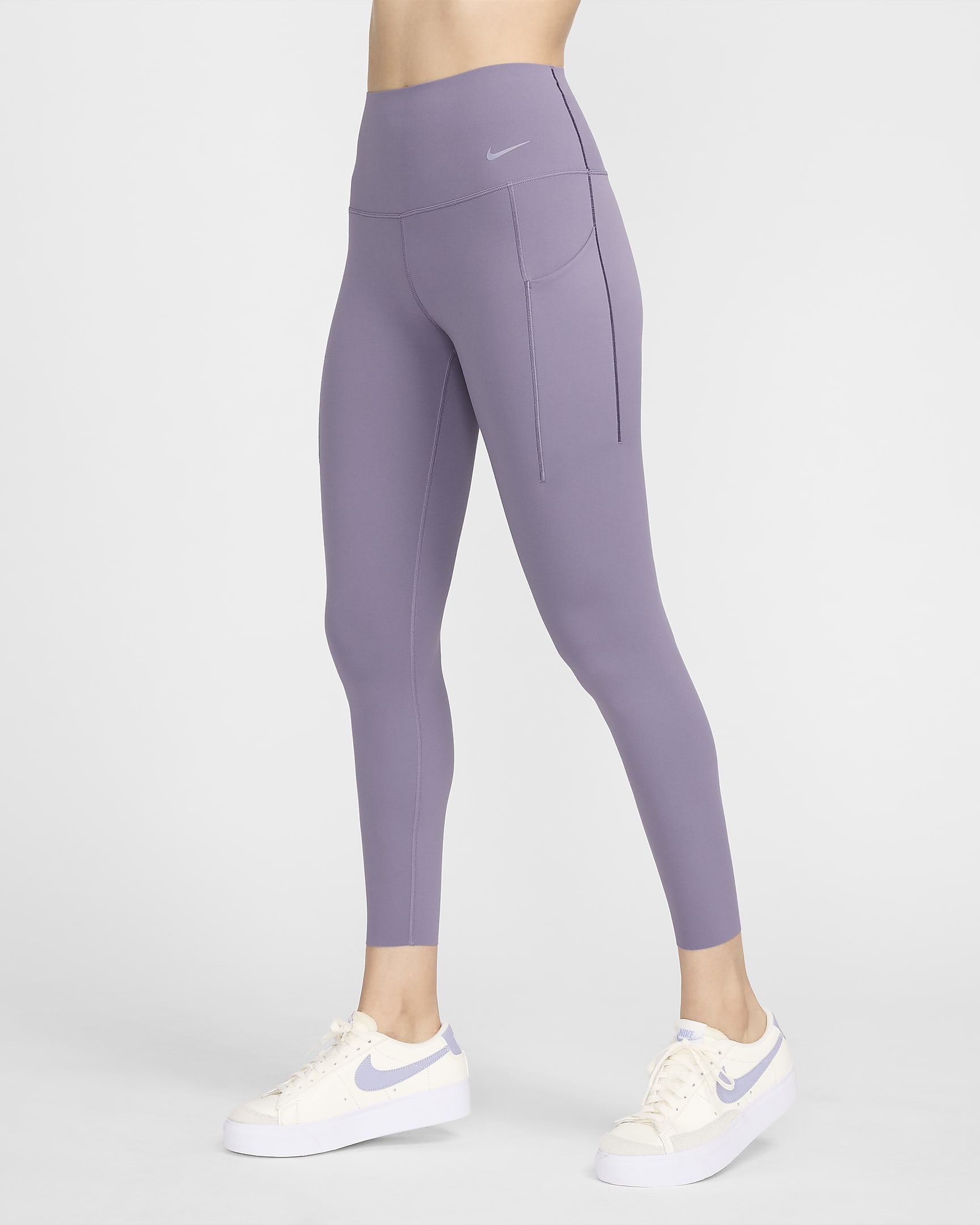 Nike Universa leggings i 7/8 lengde med middels støtte, høyt liv og lommer til dame - Daybreak/Svart