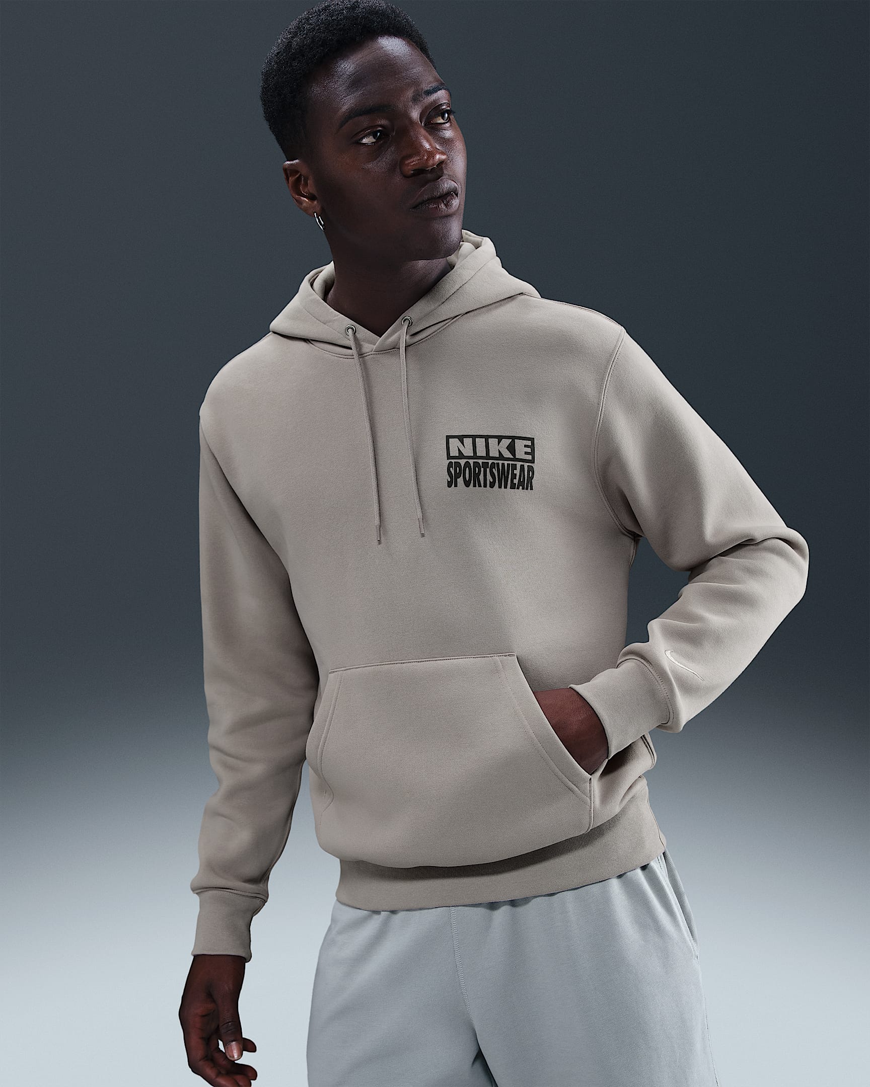 Nike Club Men's Pullover Fleece Hoodie - College Grey/Medium Ash/College Grey