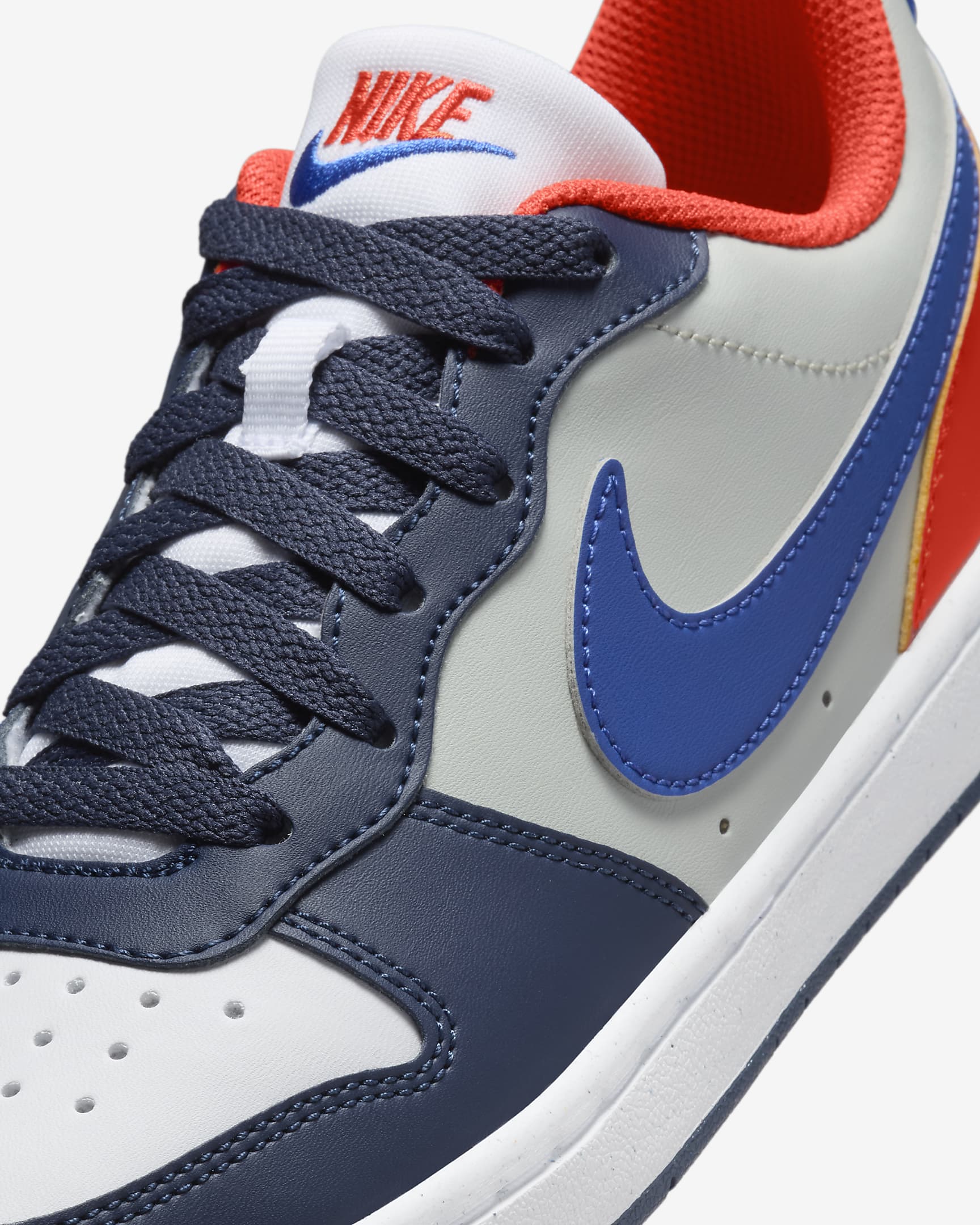 Nike Court Borough Low Recraft Big Kids' Shoes - Midnight Navy/Team Orange/Light Silver/Hyper Royal