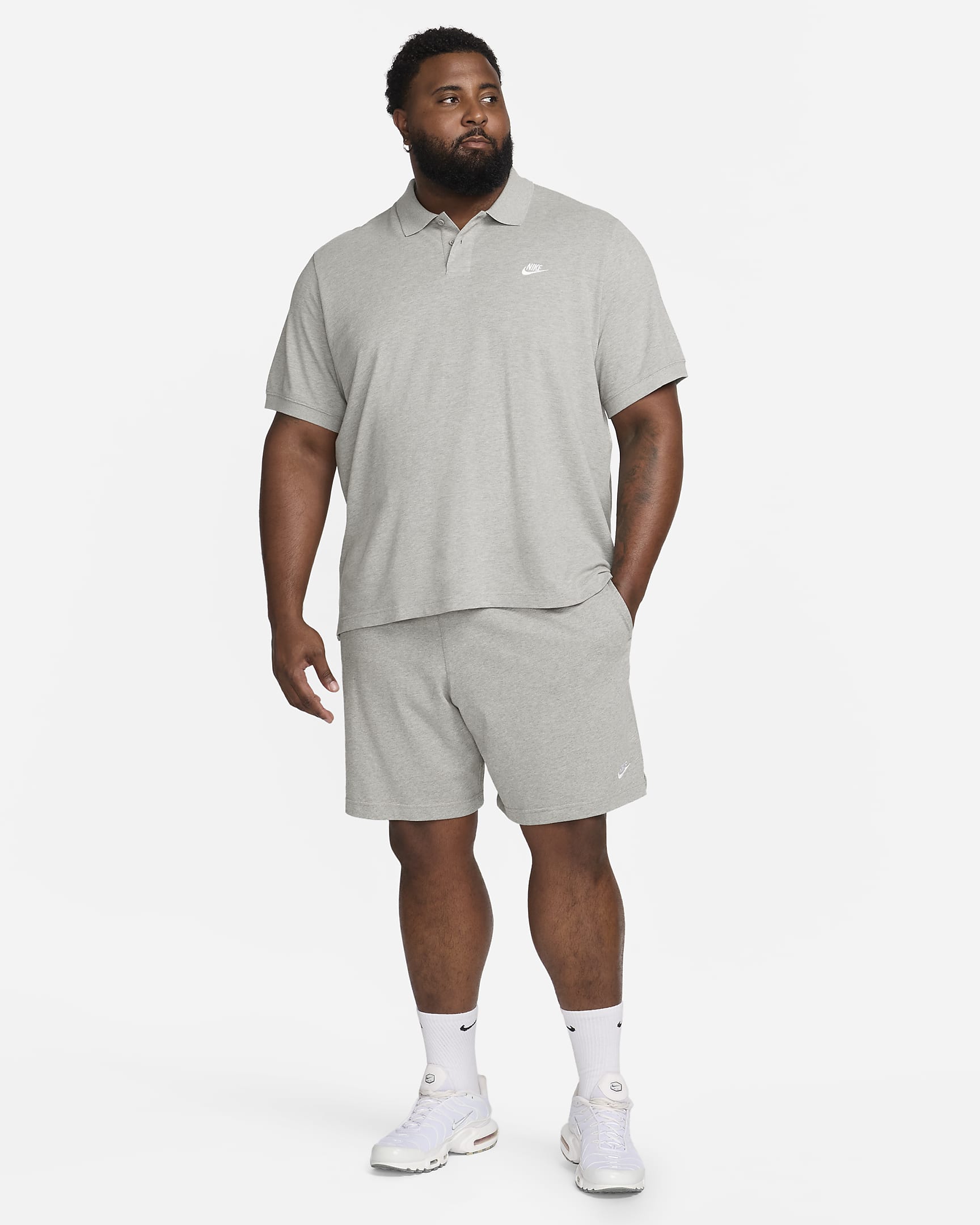 Nike Club Men's Short-Sleeve Polo - Dark Grey Heather/White