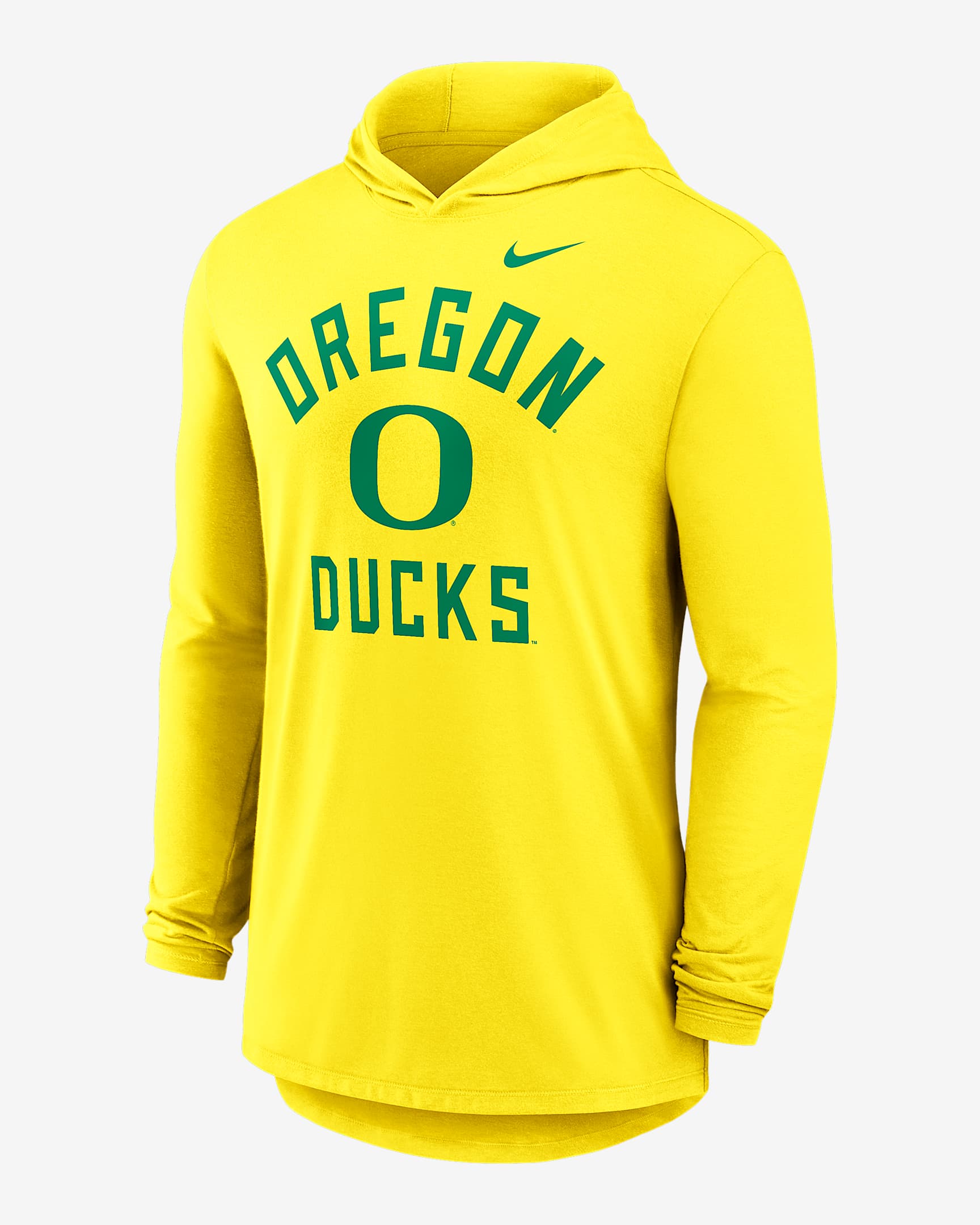Oregon Campus Arch Men's Nike Dri-FIT College Long-Sleeve Hooded T-Shirt - Yellow