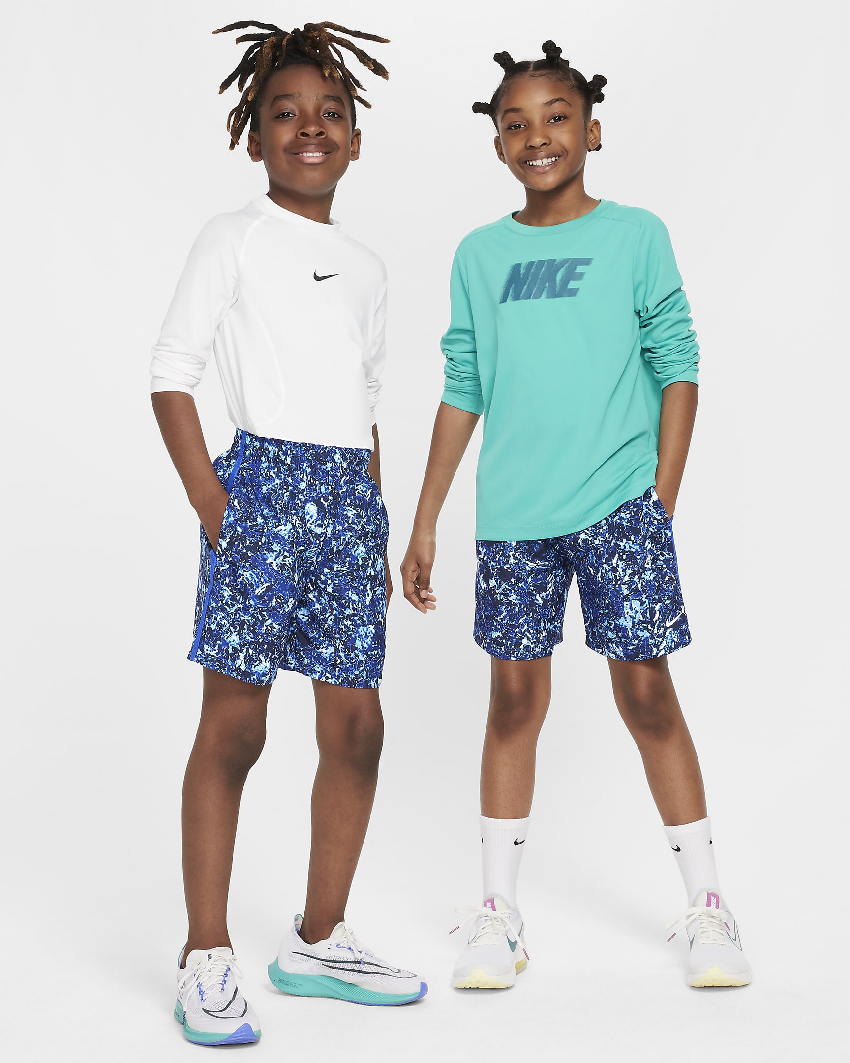 Nike Multi Big Kids' (Boys') Dri-FIT Shorts - Game Royal/White