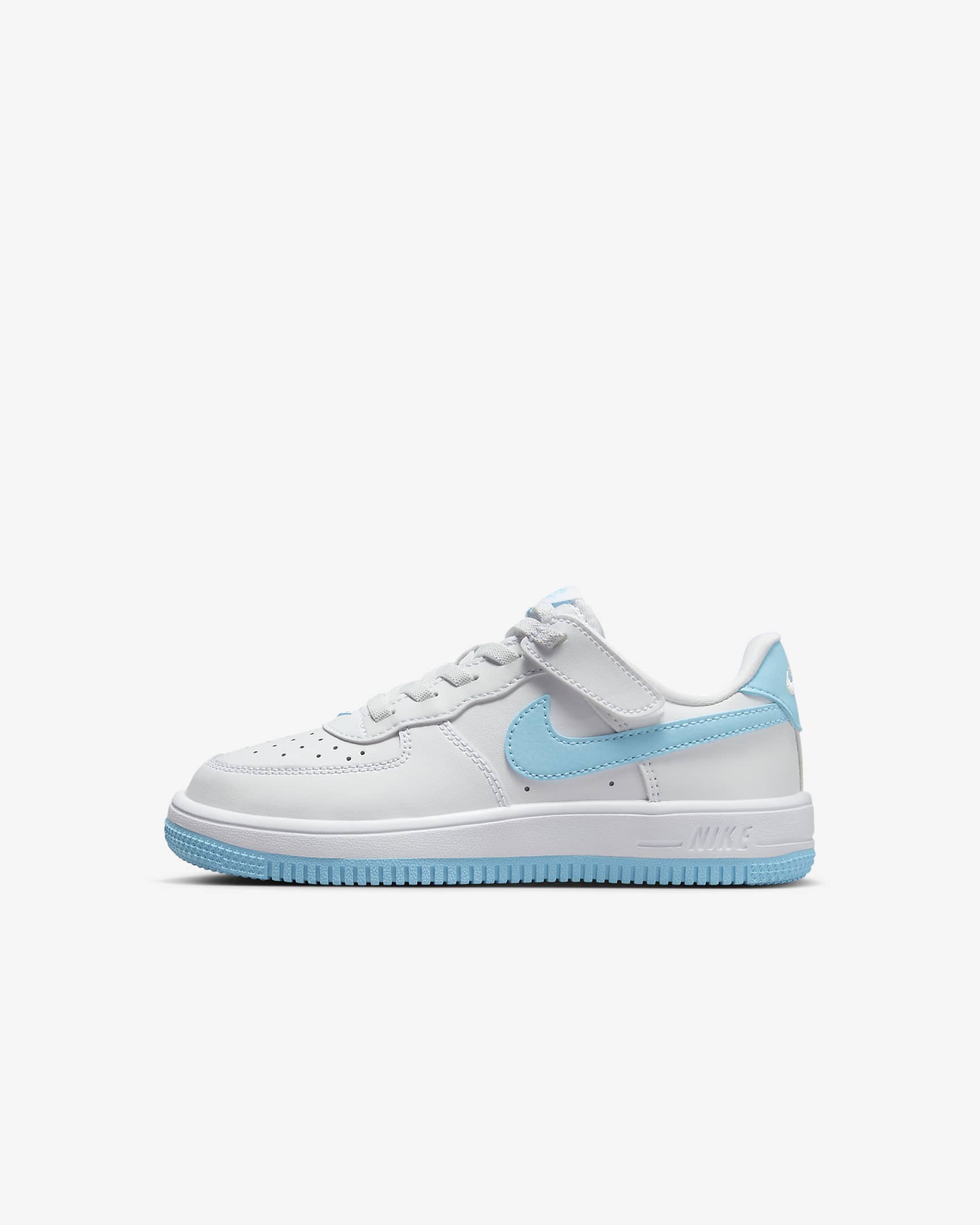 Nike Force 1 低筒 EasyOn 小童鞋款 - 白色/白色/Aquarius Blue