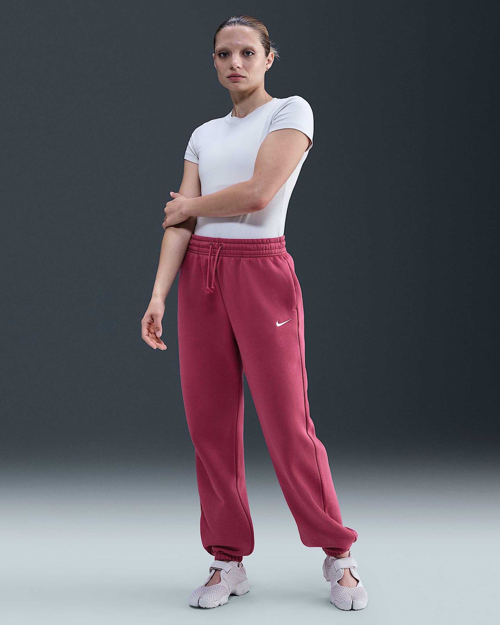 Nike Sportswear Phoenix Fleece Women's High-Waisted Oversized Sweatpants - Sweet Beet/Sail