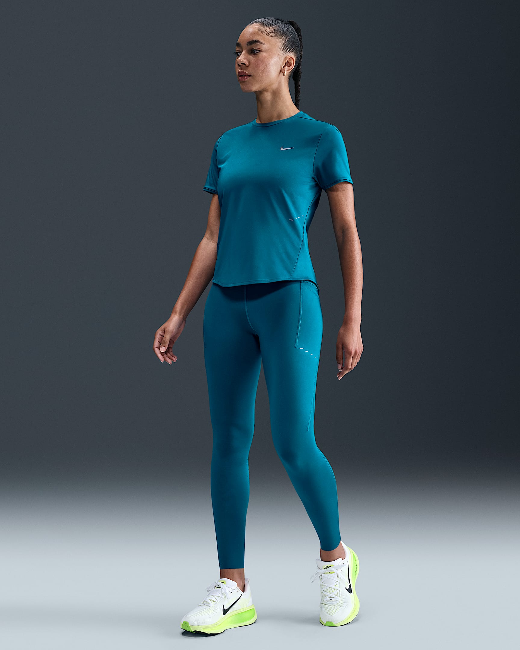 Legging de running 7/8 taille haute avec poches Nike Swift pour femme - Green Abyss