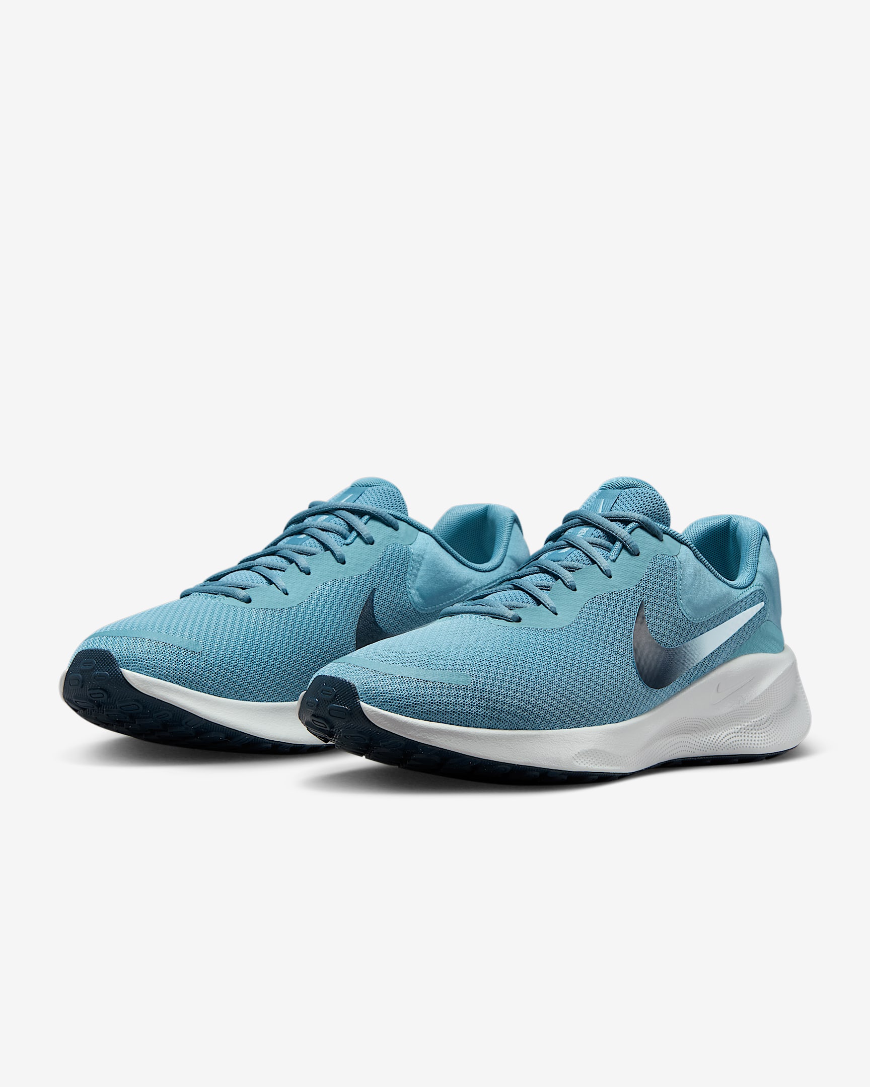 Nike Revolution 7 Men's Road Running Shoes - Denim Turquoise/Pure Platinum/Glacier Blue/Armoury Navy