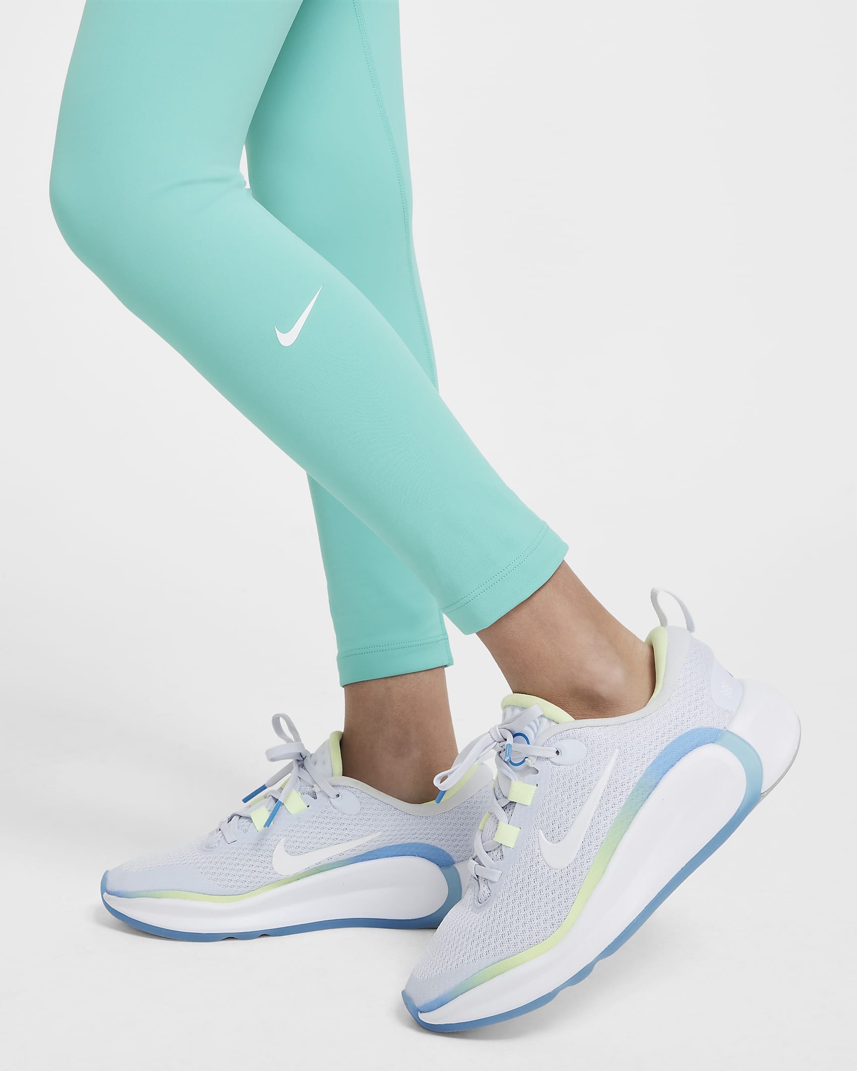 Nike One Big Kids' (Girls') Dri-FIT High-Waisted Leggings - Green Frost/White