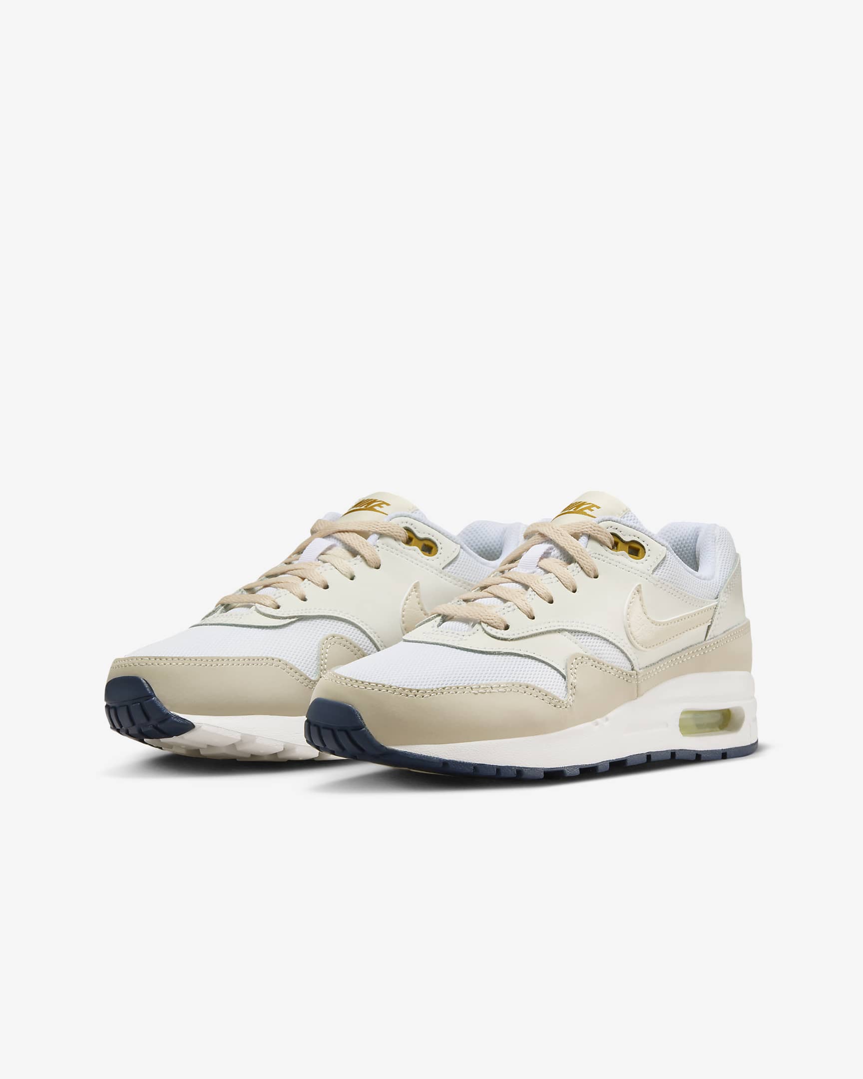 Air Max 1 Schuh für ältere Kinder - Weiß/Bronzine/Barely Volt/Light Orewood Brown