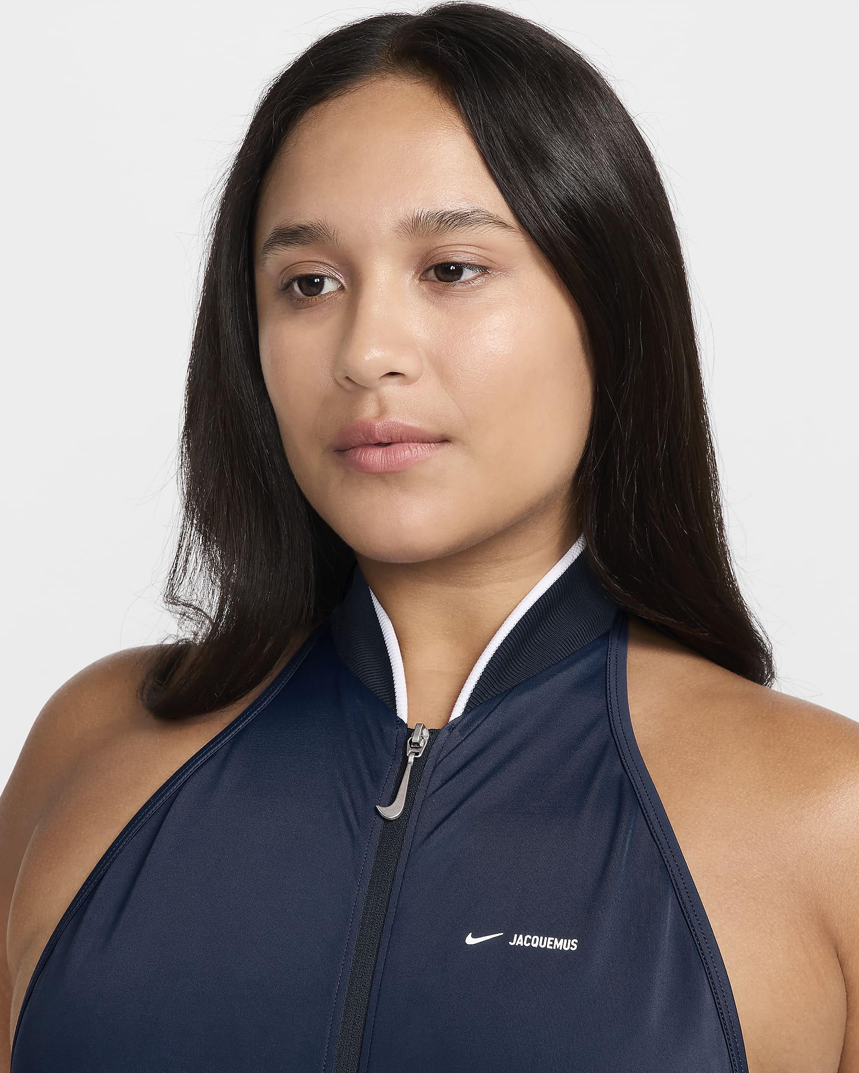 Nike x Jacquemus Women's High-Neck 1-Piece Swimsuit - Dark Obsidian/Silver