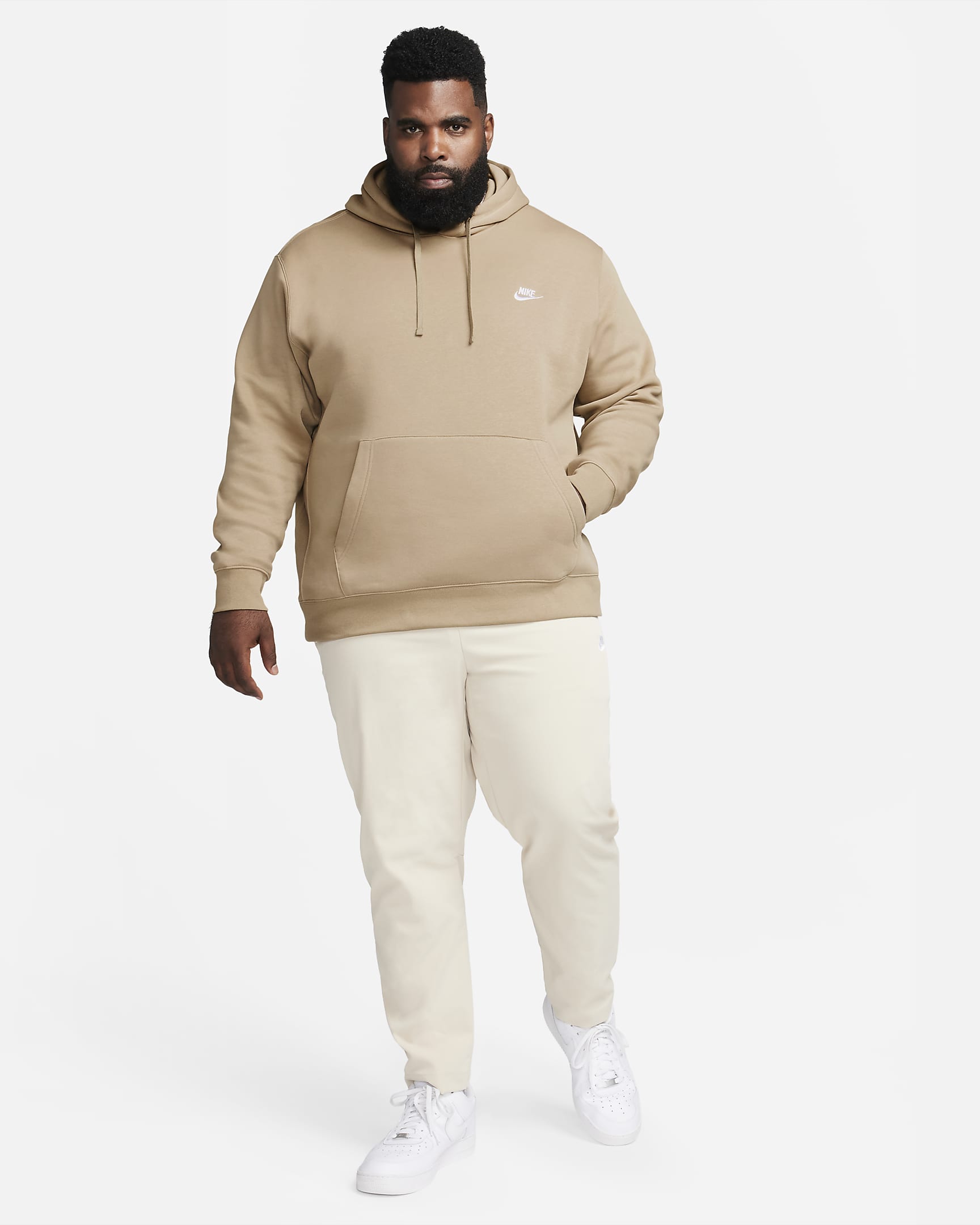 Nike Sportswear Club Fleece Hoodie - Khaki/Khaki/Weiß