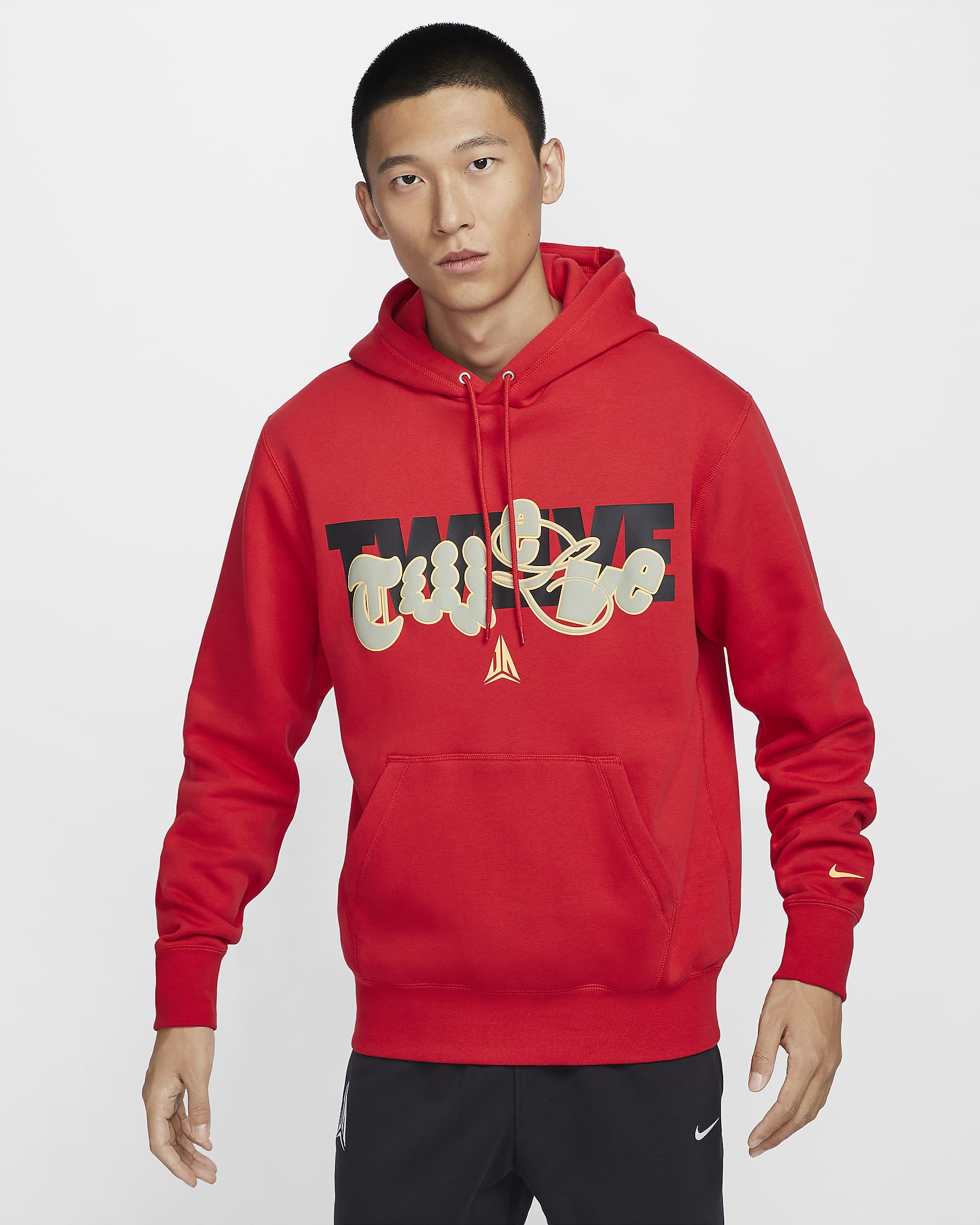 Ja Men's Club Fleece Basketball Hoodie - University Red/Celestial Gold