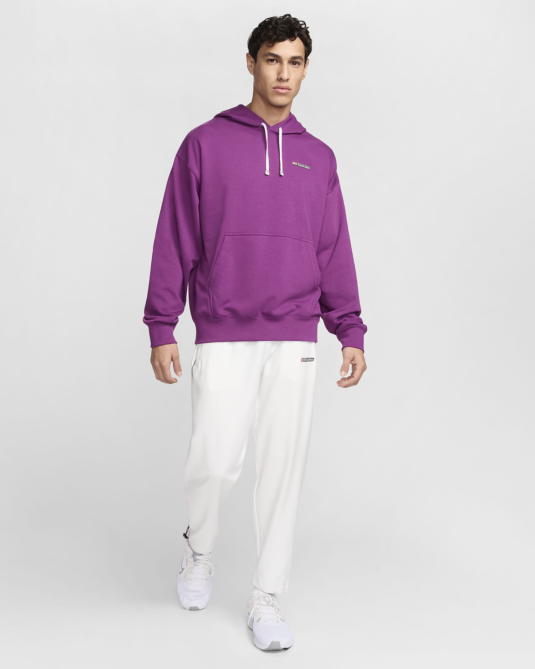 Nike Track Club Men's Dri-FIT Fleece Running Pullover - Viotech/Summit White