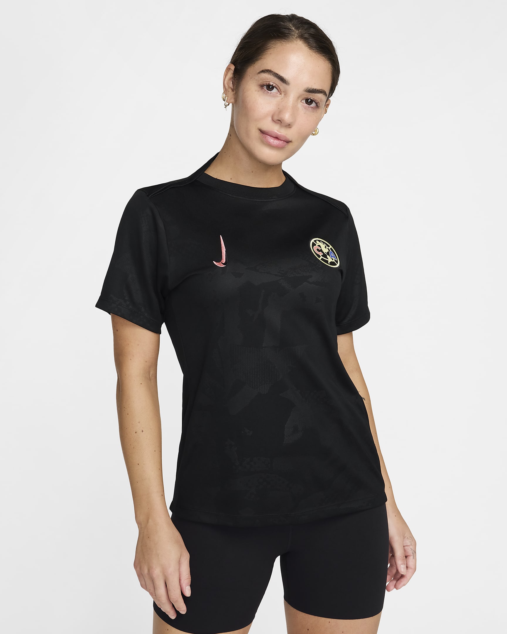 Club América Academy Pro Third Women's Nike Dri-FIT Soccer Pre-Match Top - Black/Black/Coral Chalk