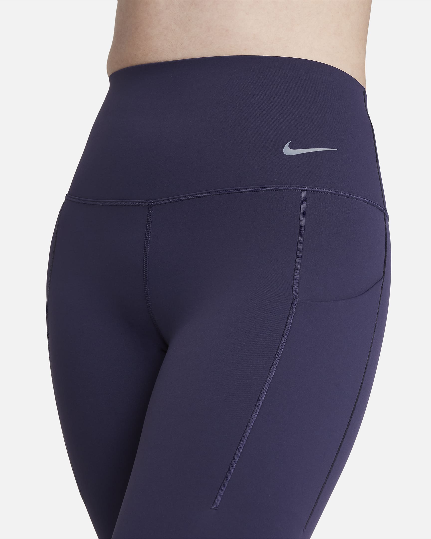 เลกกิ้งเอวสูง 7/8 ส่วนผู้หญิงซัพพอร์ตระดับกลางพร้อมกระเป๋า Nike Universa - Purple Ink/ดำ