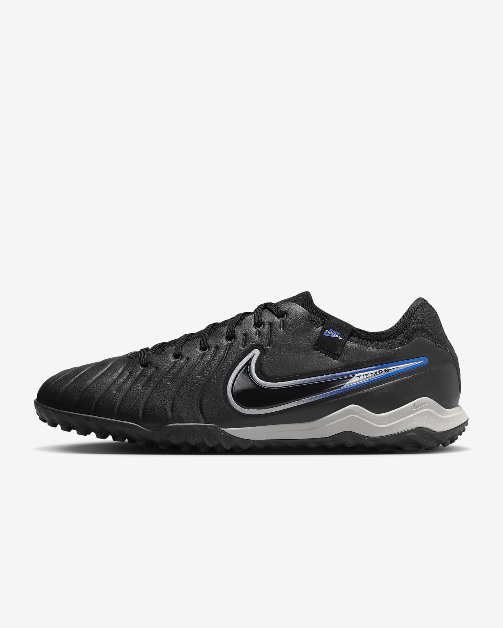 Nike Tiempo Legend 10 Pro Turf Low-Top Soccer Shoes - Black/Hyper Royal/Chrome