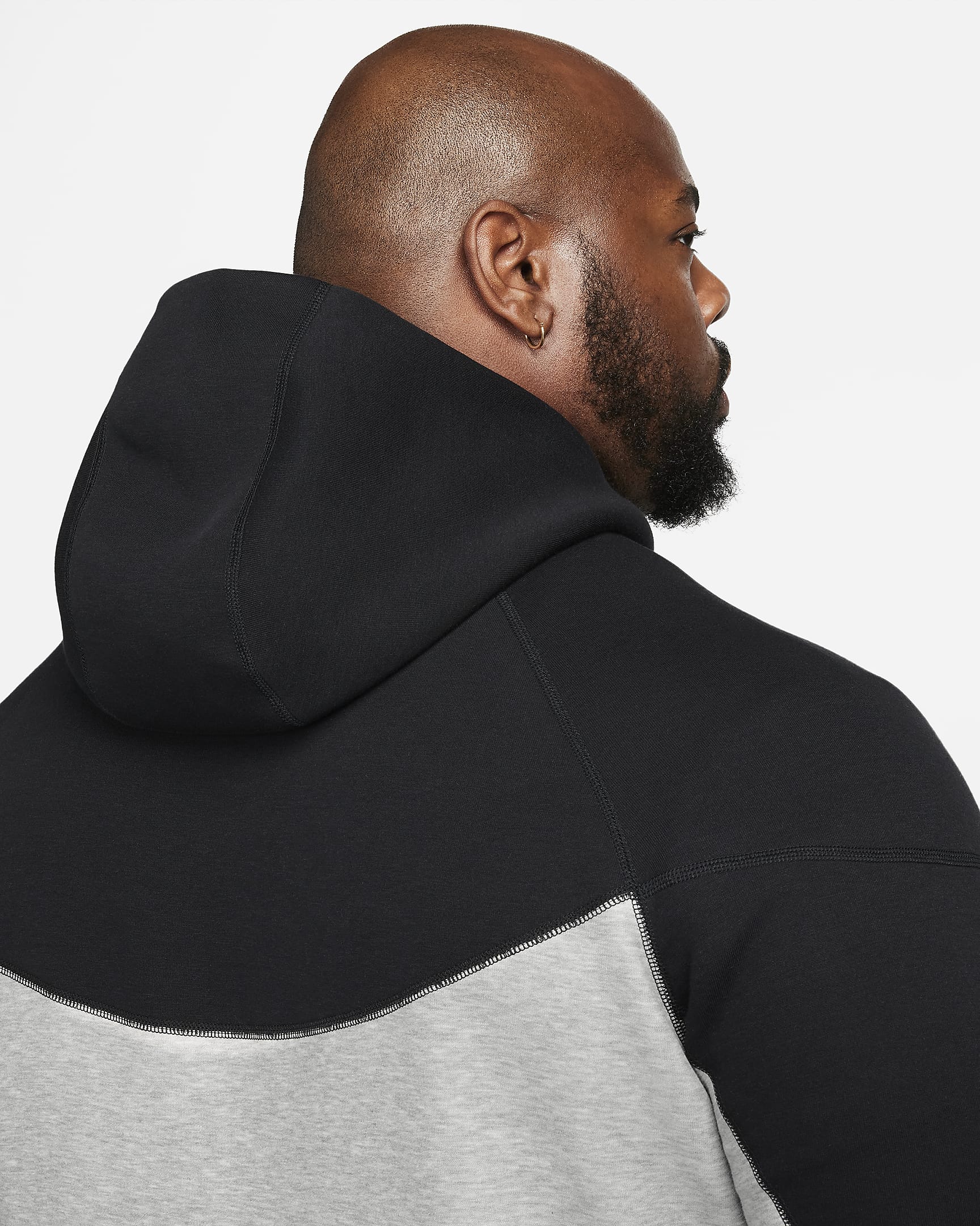 Nike Sportswear Tech Fleece Windrunner cipzáras, kapucnis férfipulóver - Dark Grey Heather/Fekete/Fehér