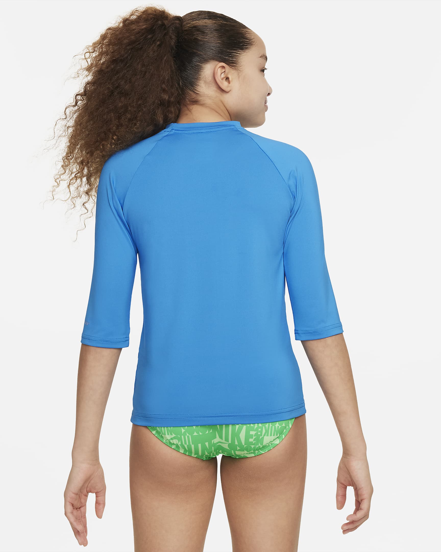 Playera Hydroguard de manga corta para niña talla grande Nike Swim - Azul foto