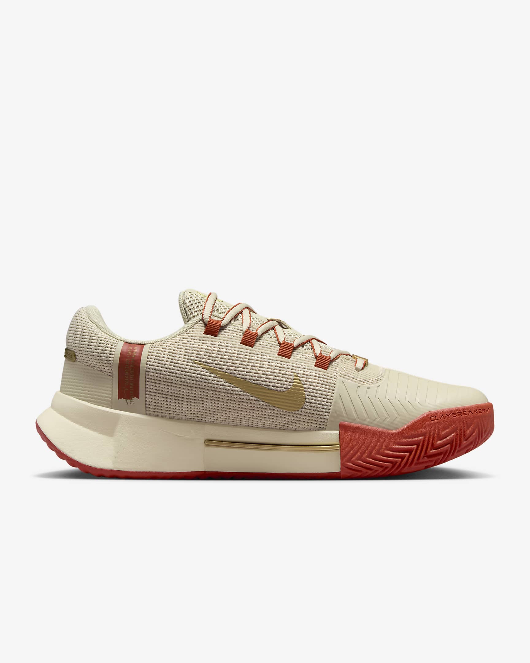 Damskie buty do tenisa na korty ziemne Nike GP Challenge 1 Premium - Sanddrift/Rust Factor/Gum Medium Brown/Metallic Gold